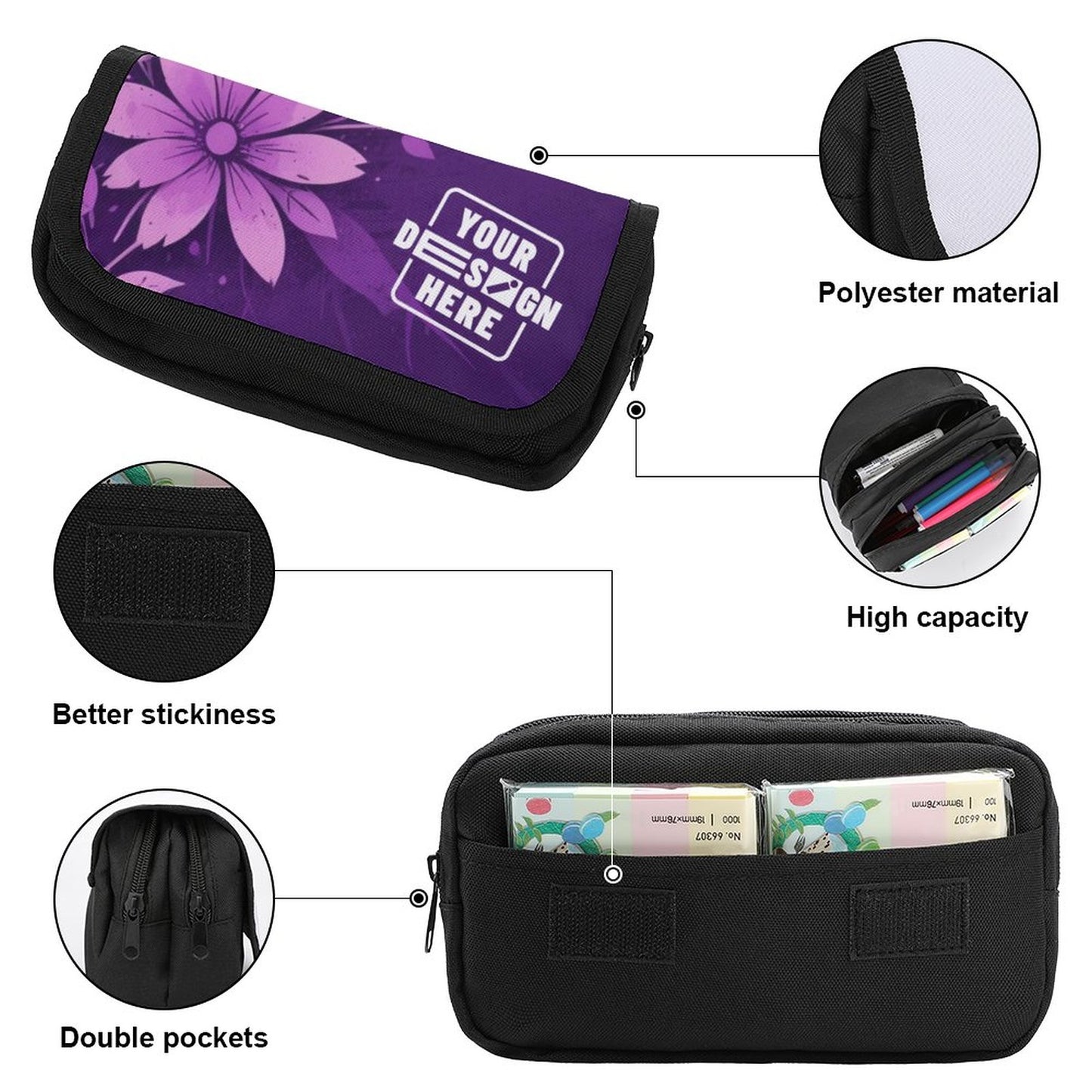 2-Compartment Zipper Pencil Case