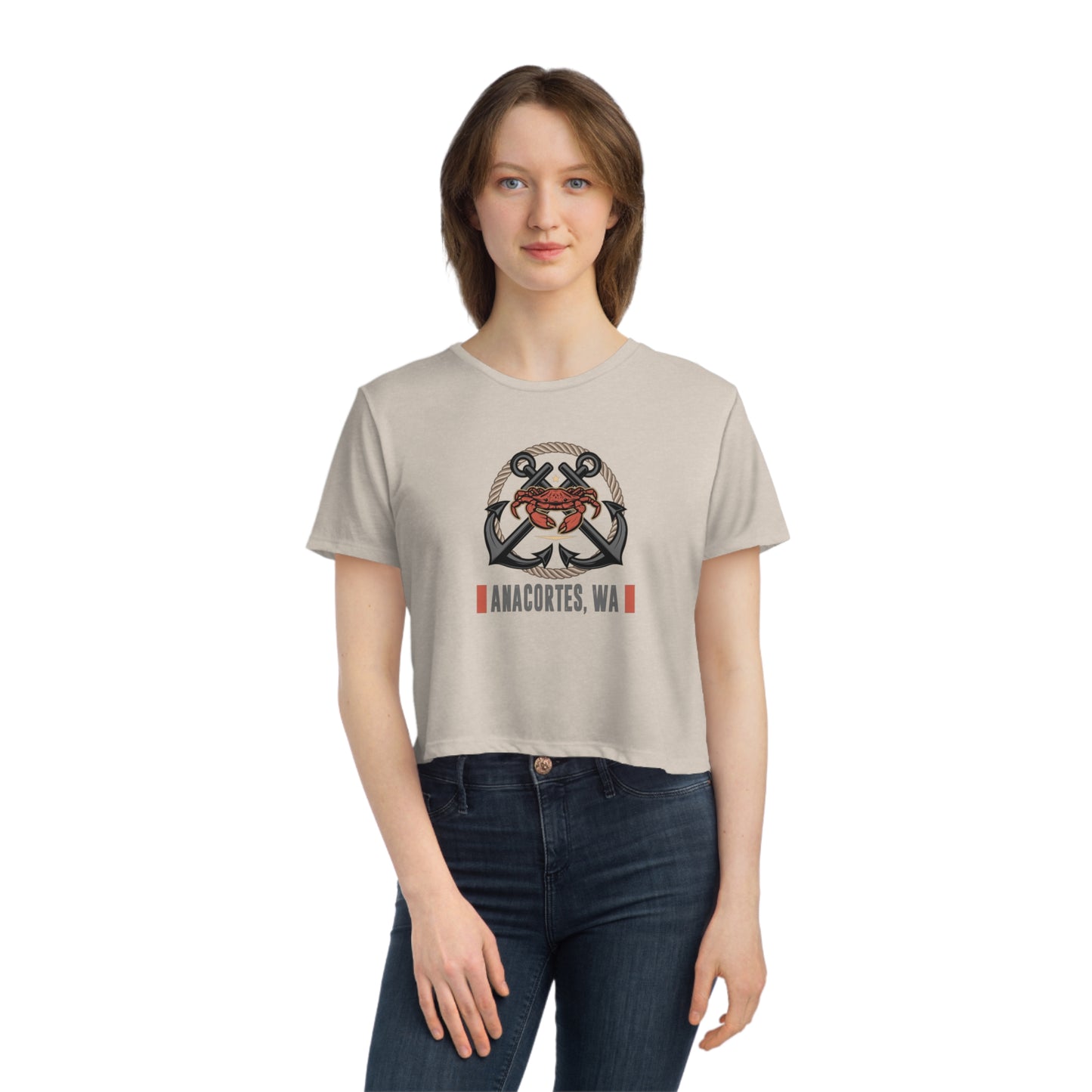 ANACORTES CRAB Women's Flowy Cropped Tee