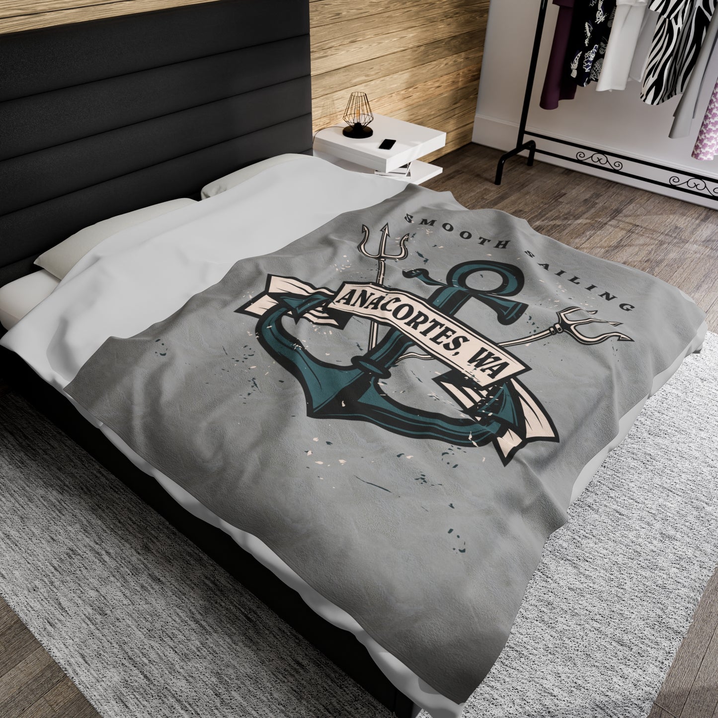 Anacortes - Anchor Velveteen Plush Blanket