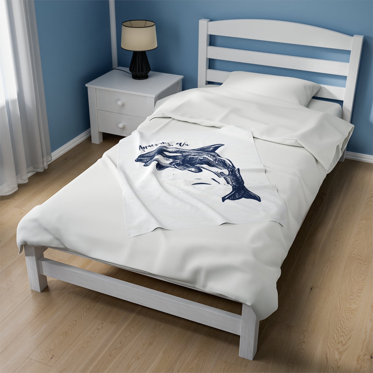 Anacortes Orca Sketch Velveteen Plush Blanket