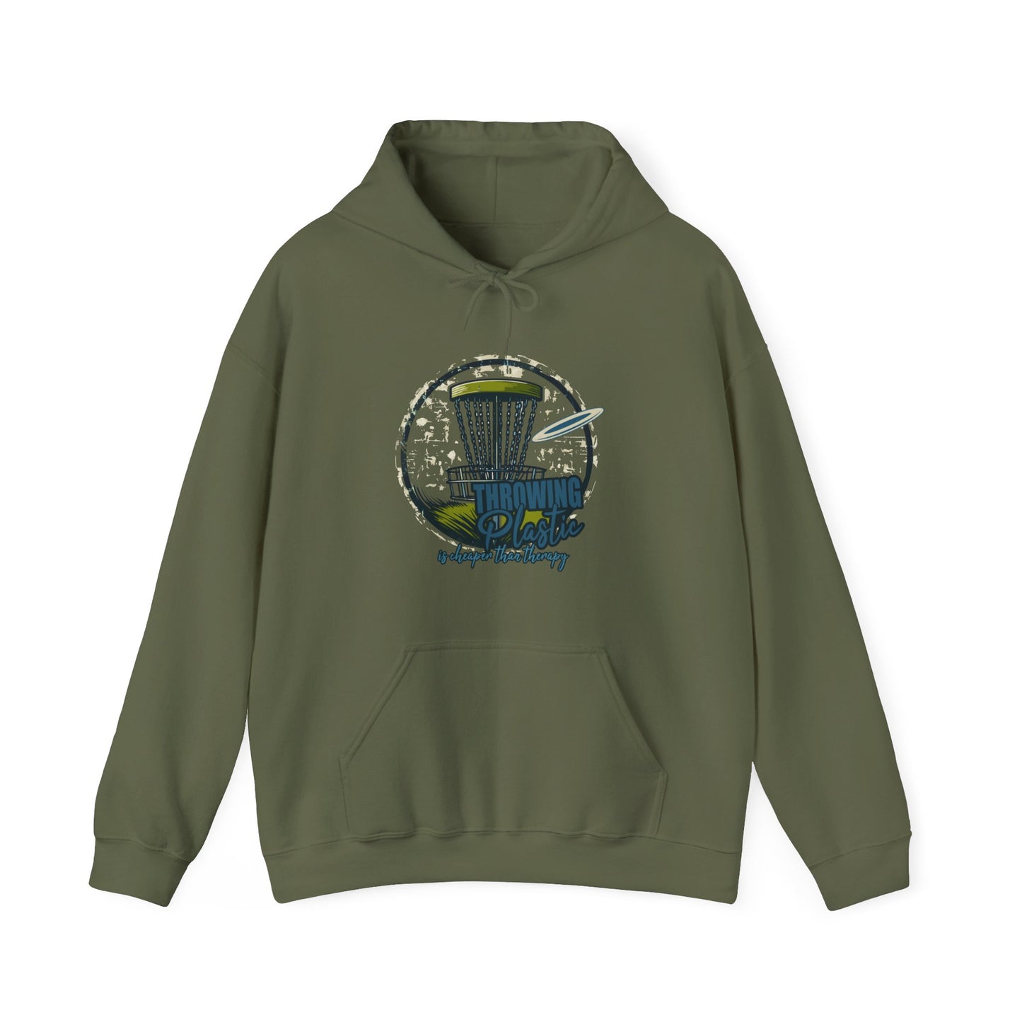 DISC GOLF IS CHEAPER THAN THERAPY, Unisex Heavy Blend™ Hooded Sweatshirt
