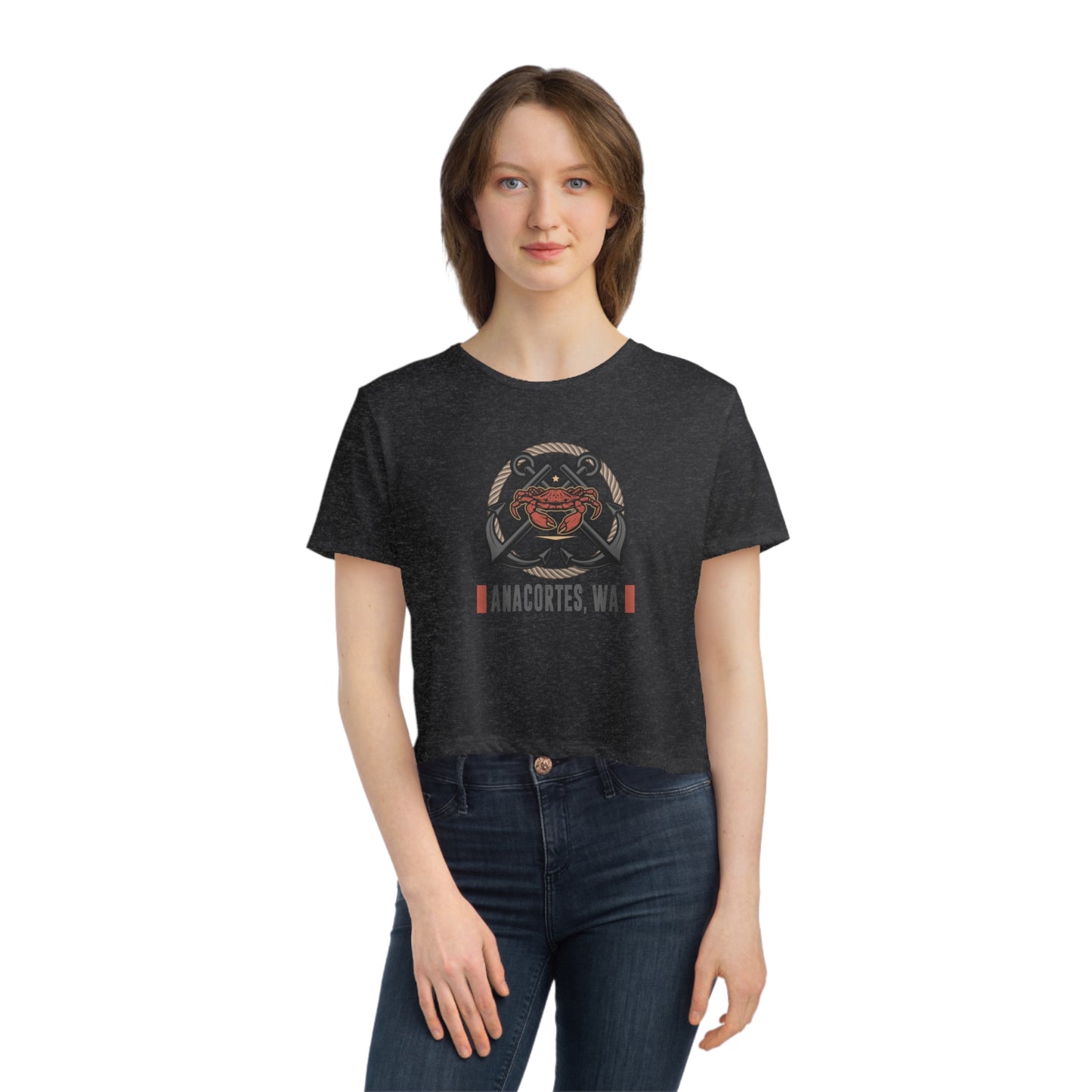 ANACORTES CRAB Women's Flowy Cropped Tee