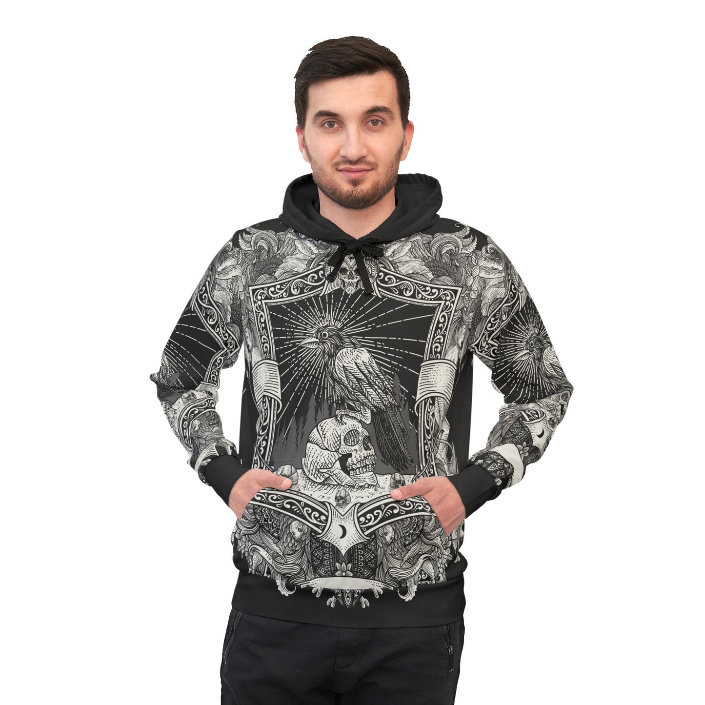 Vintage Crow & Skull Hoodie