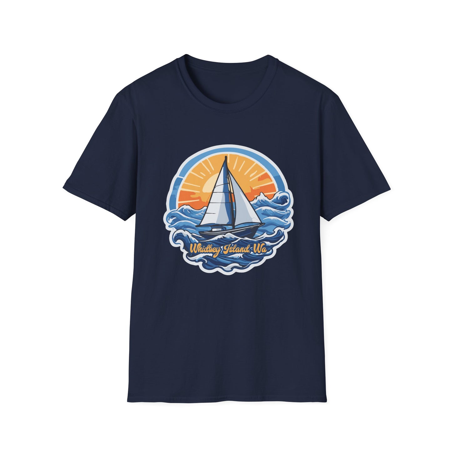 WHIDBEY ISLAND WA Sunny Sailing Unisex Softstyle T-Shirt