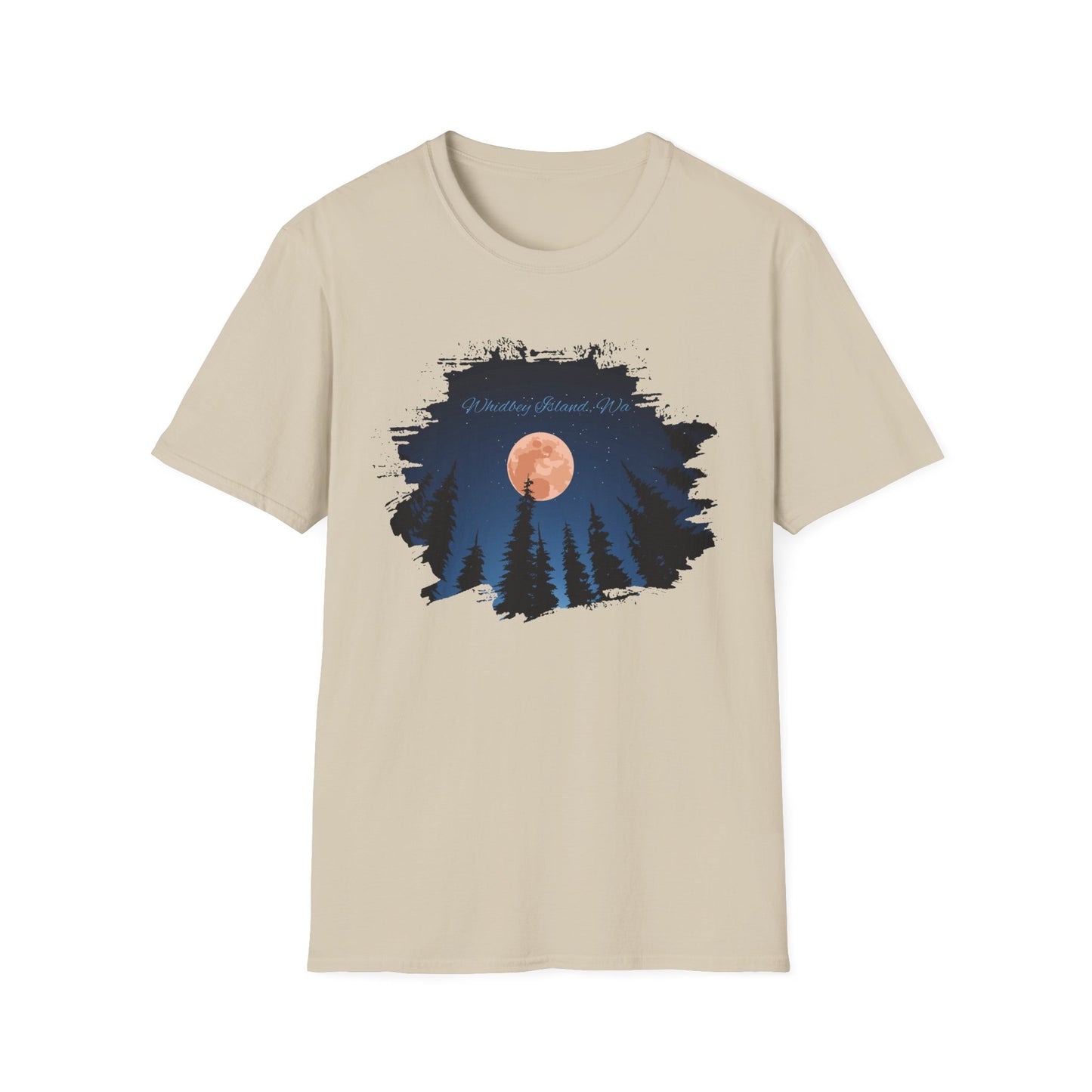 Whidbey Island Moon Night Unisex Softstyle T-Shirt