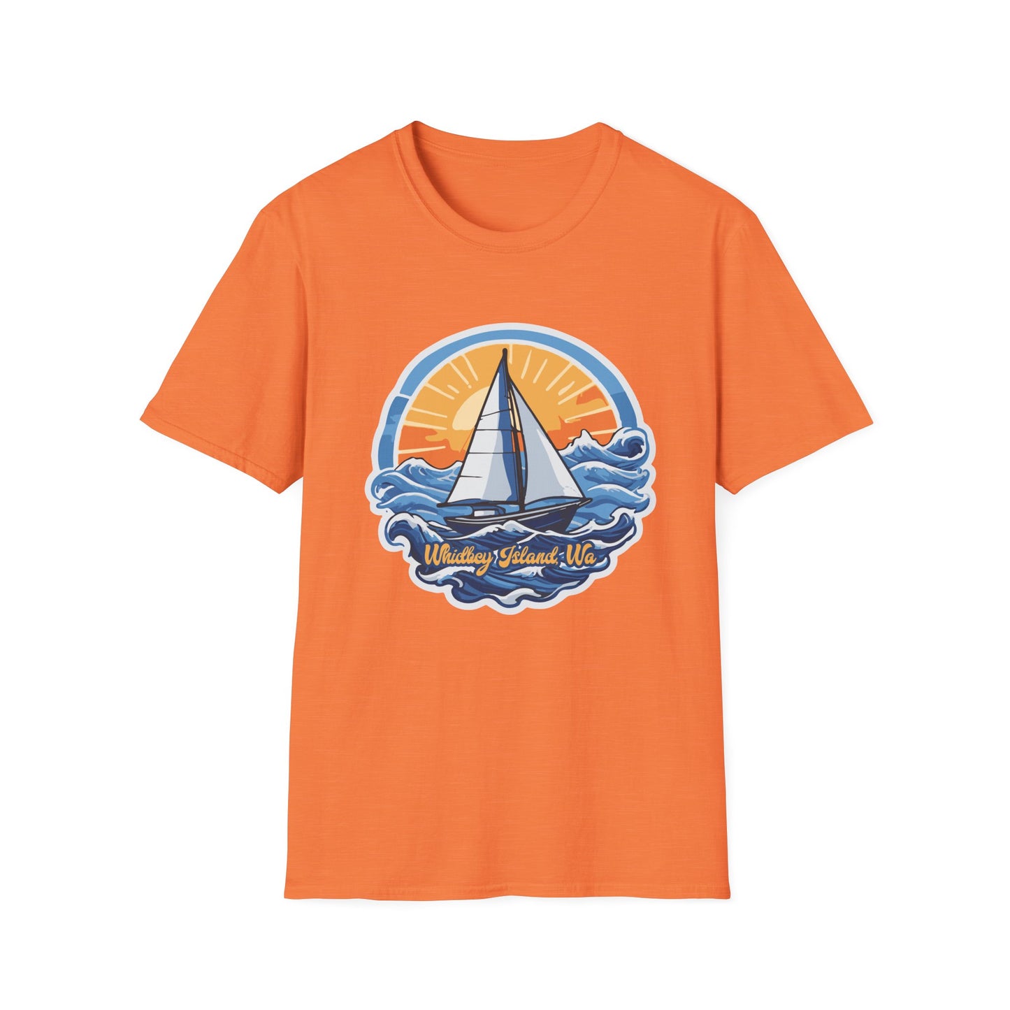 WHIDBEY ISLAND WA Sunny Sailing Unisex Softstyle T-Shirt