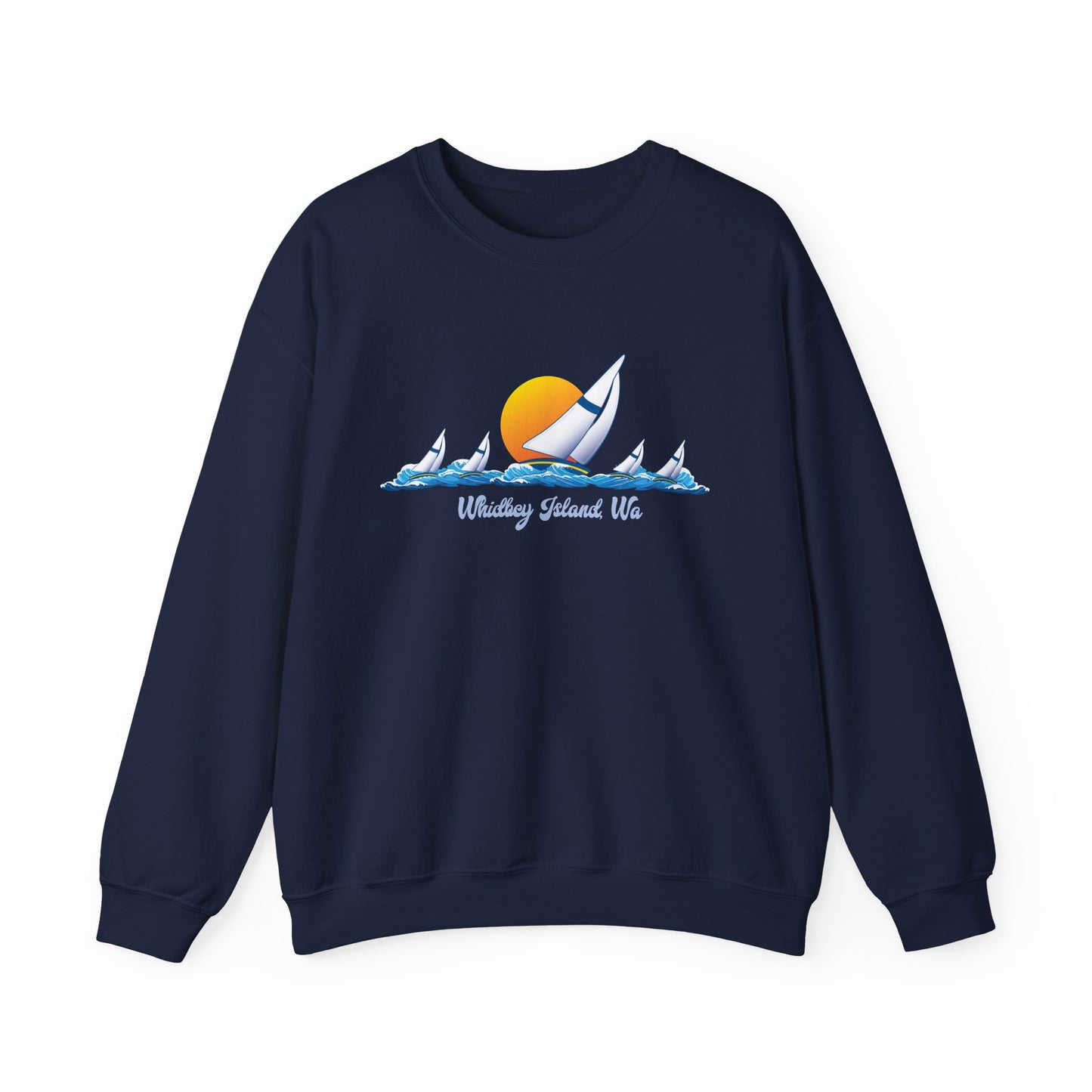 WHIDBEY ISLAND WA Sail Away Unisex Heavy Blend™ Crewneck Sweatshirt