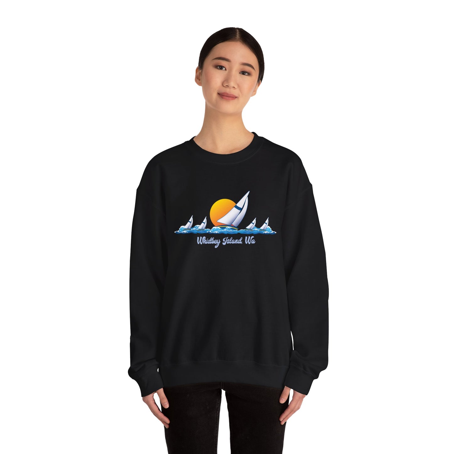 WHIDBEY ISLAND WA Sail Away Unisex Heavy Blend™ Crewneck Sweatshirt