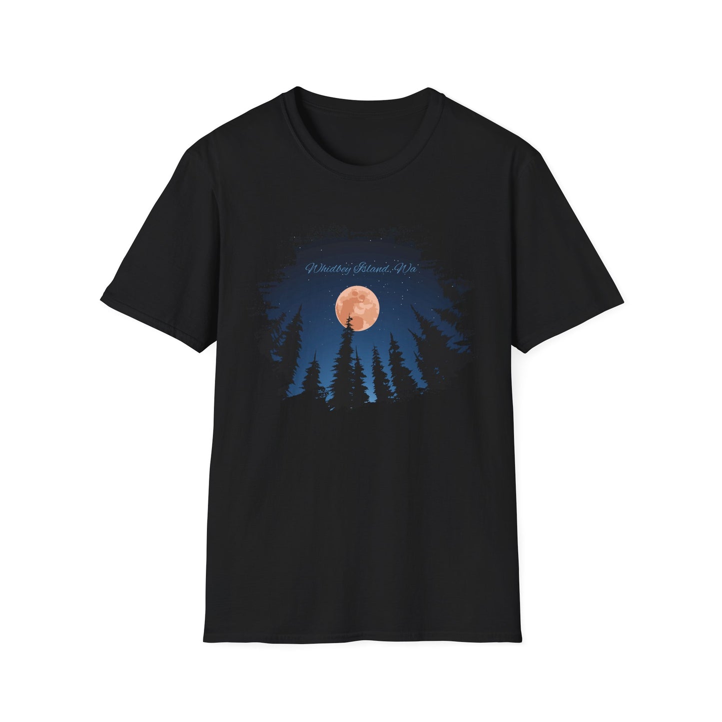 Whidbey Island Moon Night Unisex Softstyle T-Shirt