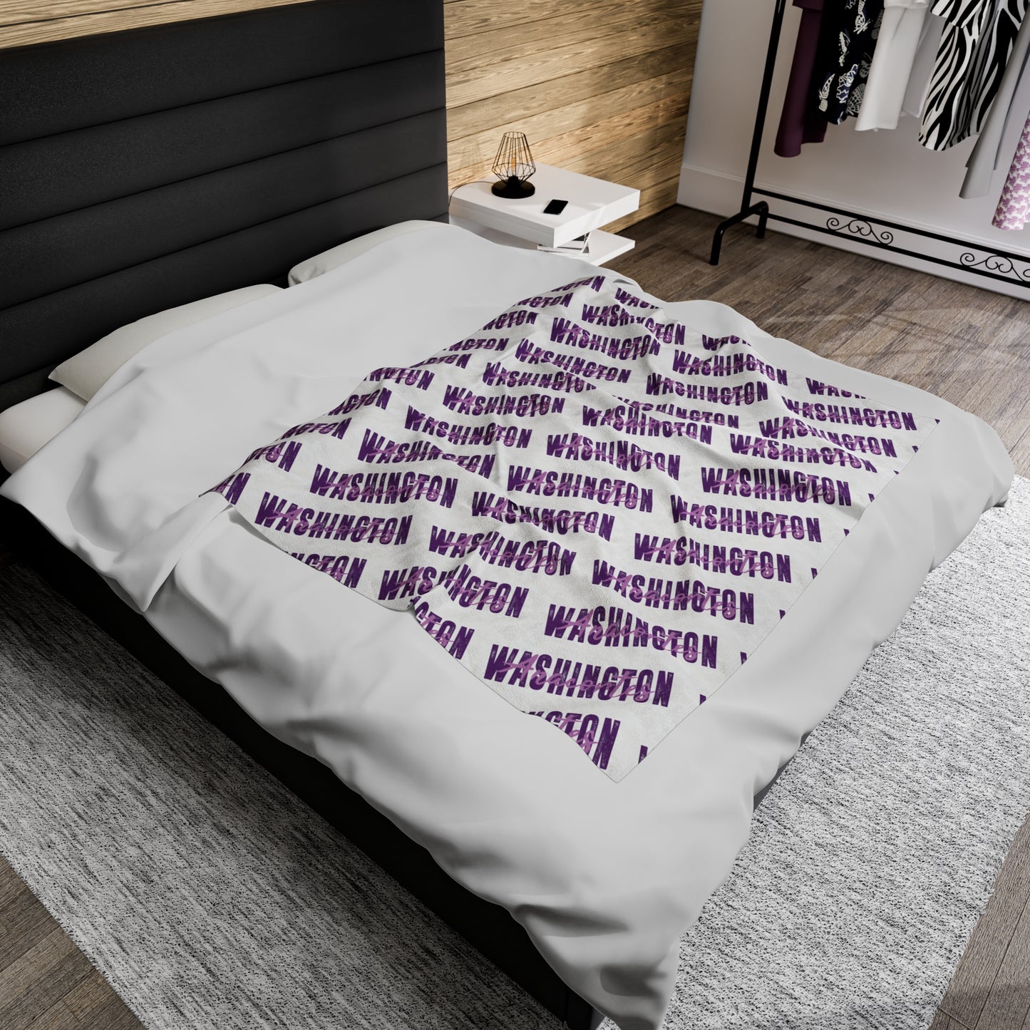 ANACORTES WASHINGTON TEXT Velveteen Plush Blanket