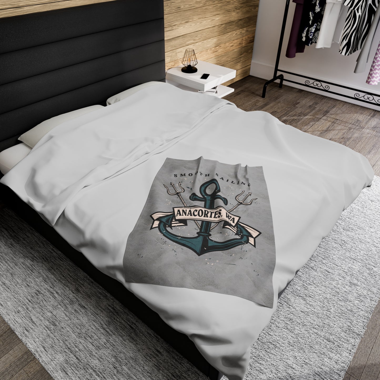 Anacortes - Anchor Velveteen Plush Blanket
