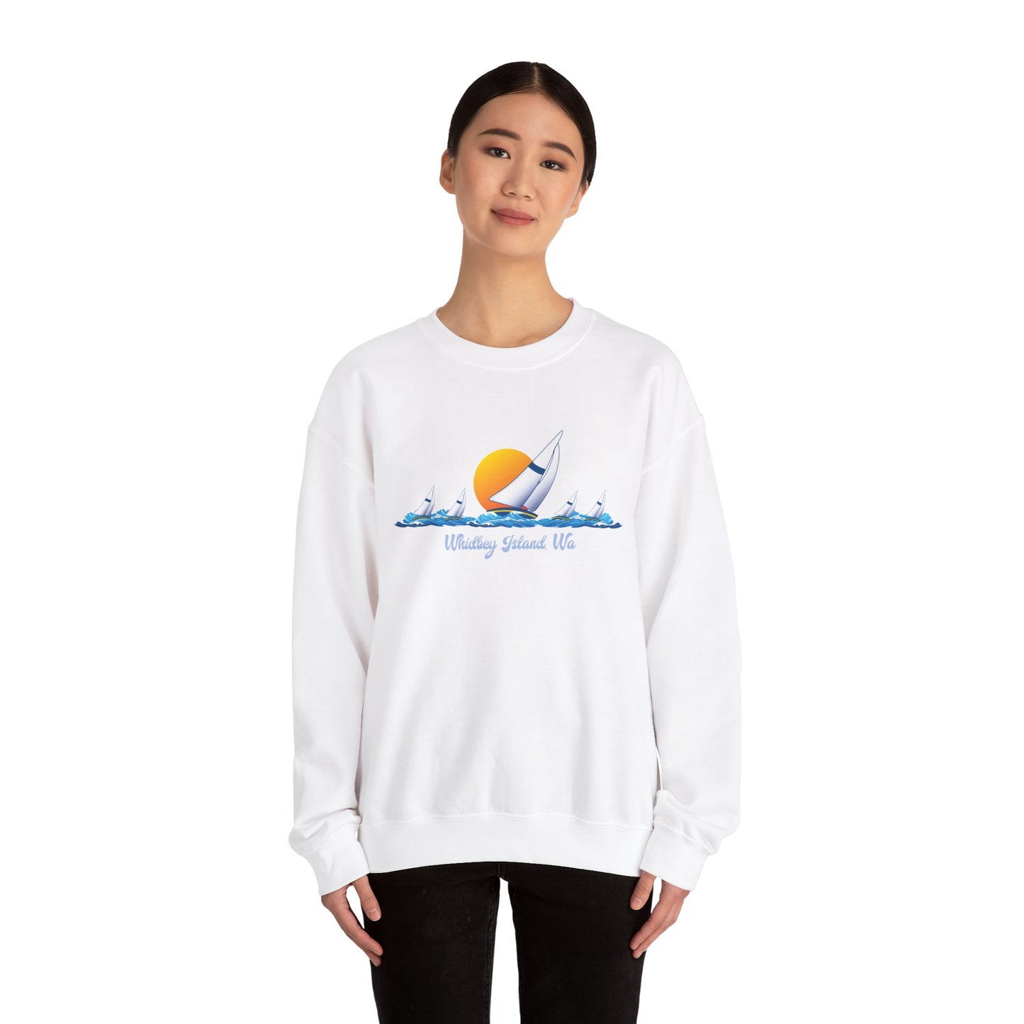 WHIDBEY ISLAND WA Sail Away Unisex Heavy Blend™ Crewneck Sweatshirt