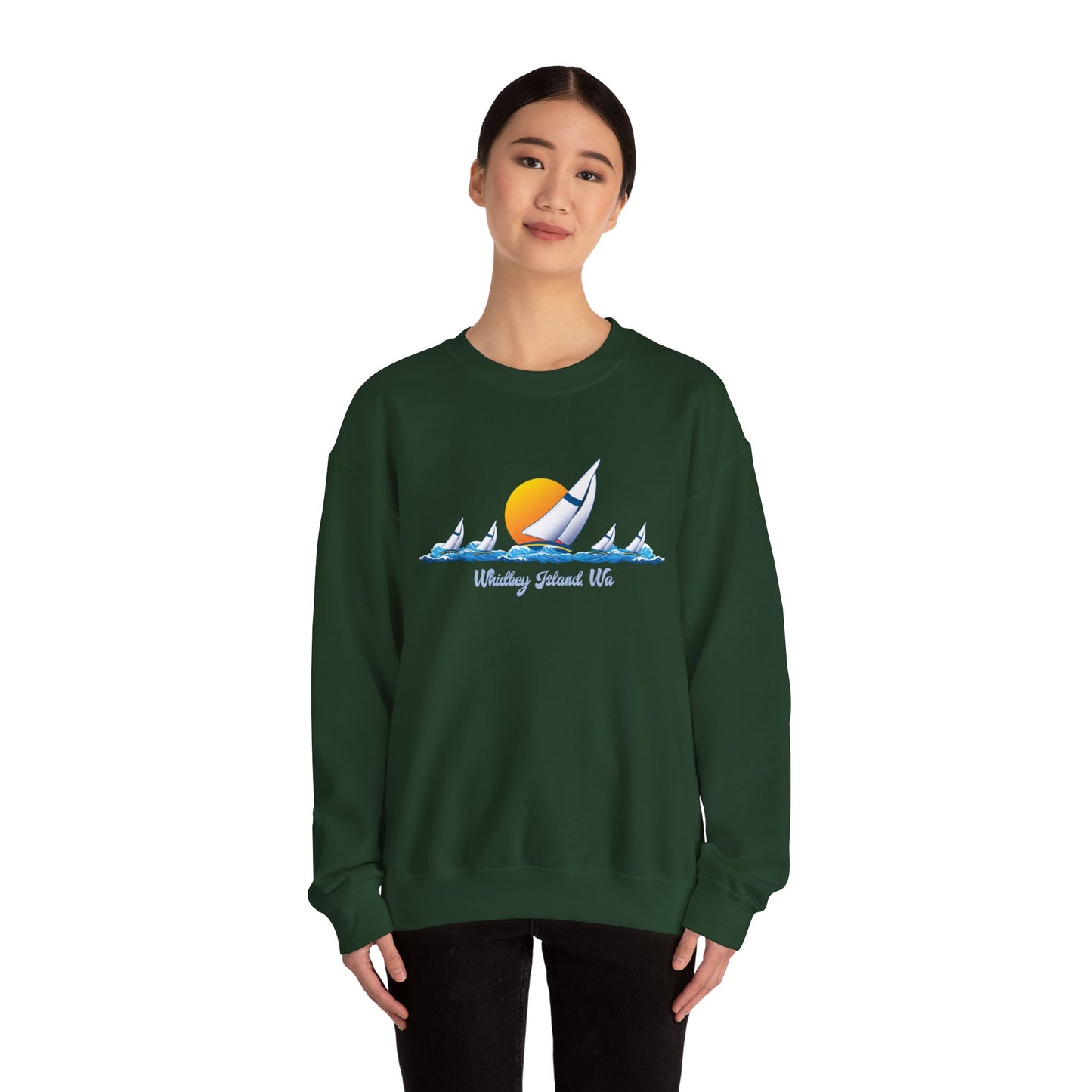 WHIDBEY ISLAND WA Sail Away Unisex Heavy Blend™ Crewneck Sweatshirt