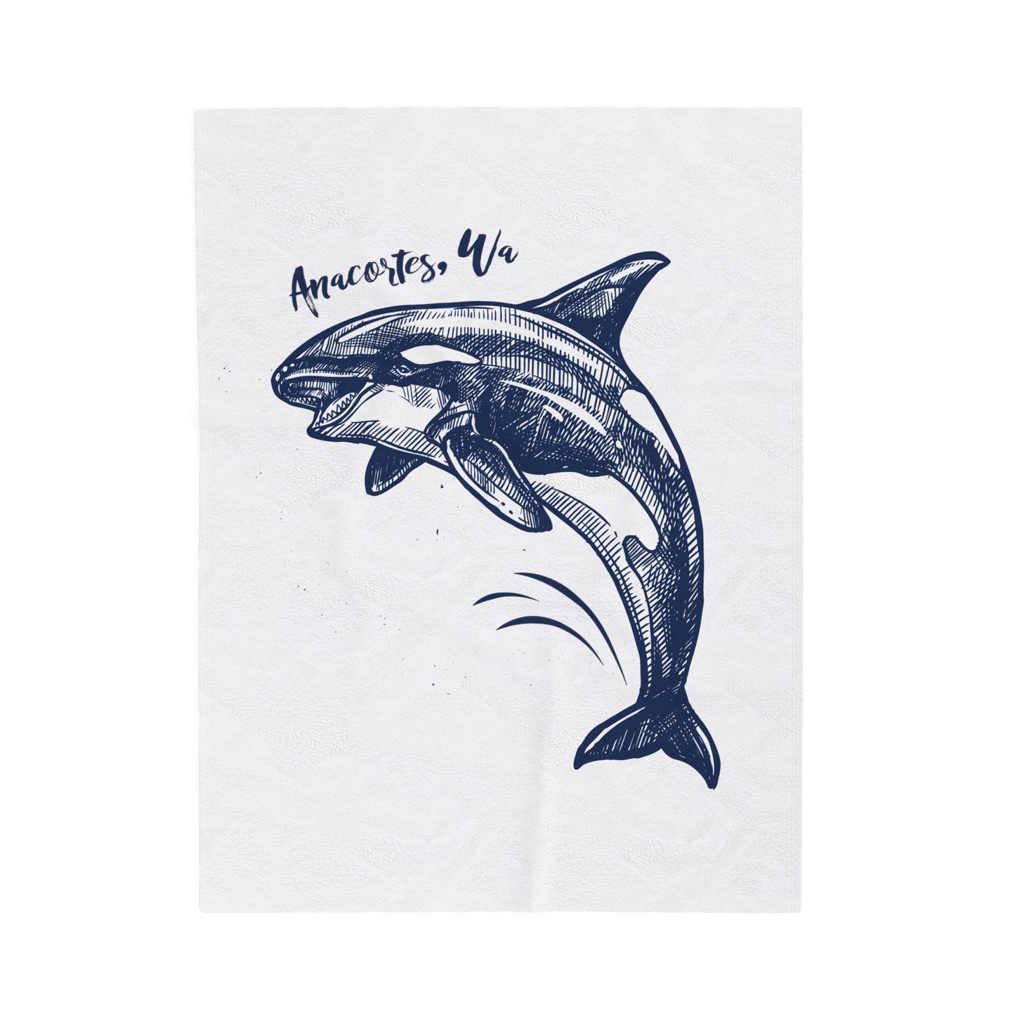 Anacortes Orca Sketch Velveteen Plush Blanket