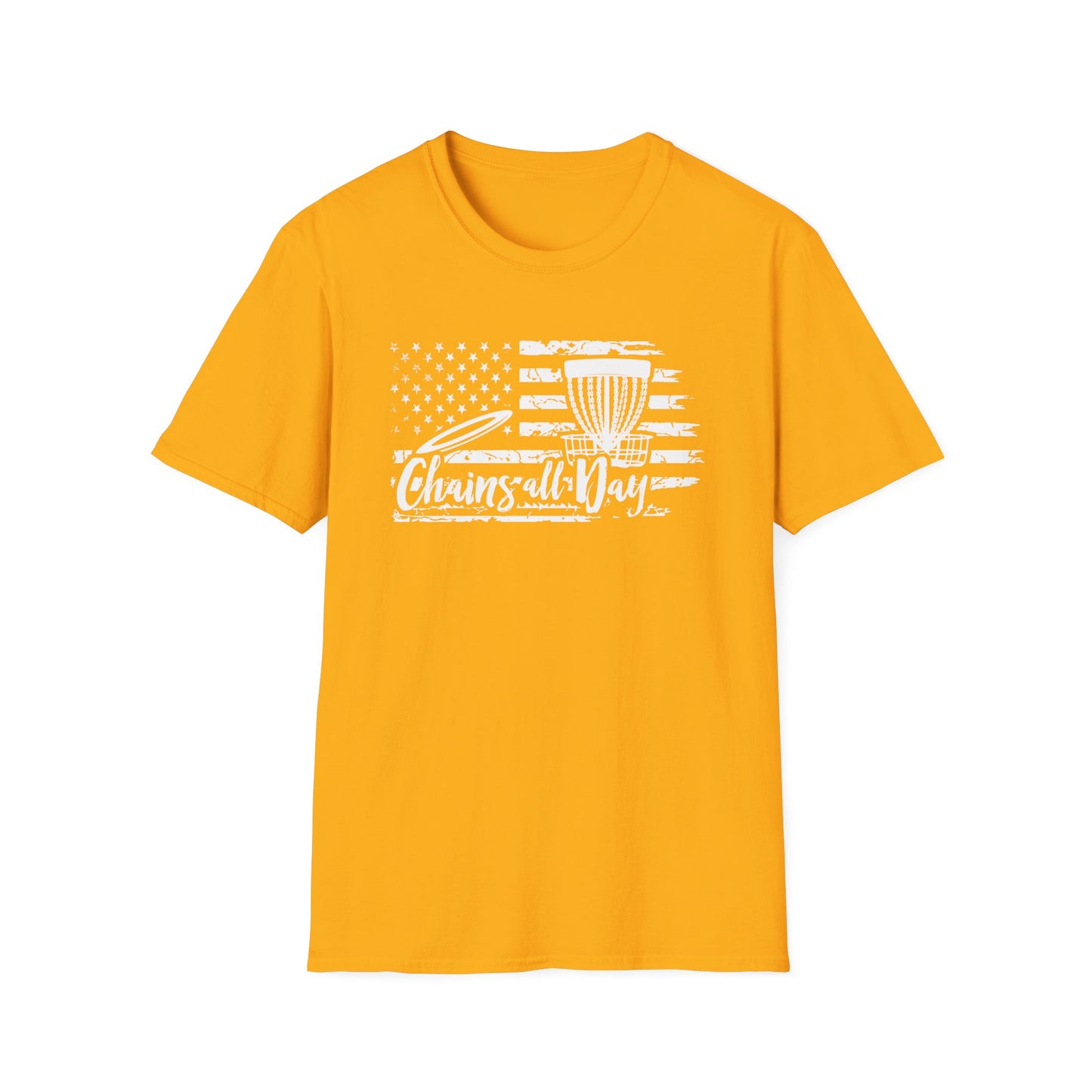 CHAINS ALL DAY - USA FLAG - DISC GOLF Unisex Softstyle T-Shirt