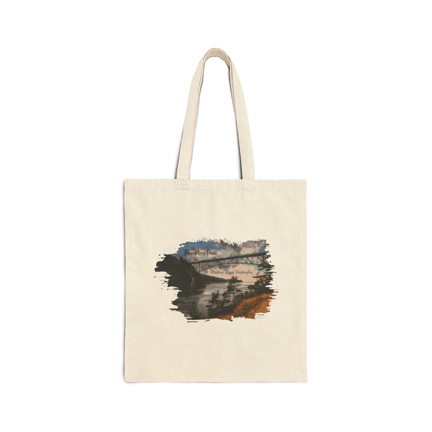 DECEPTION PASS BRIDGE, PAINTED Cotton Canvas Tote Bag