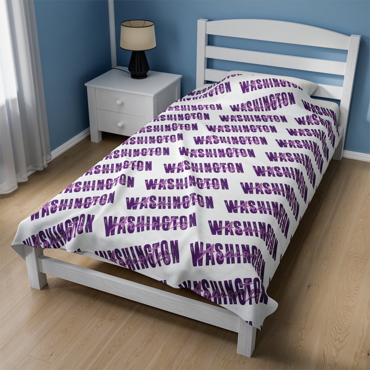 ANACORTES WASHINGTON TEXT Velveteen Plush Blanket