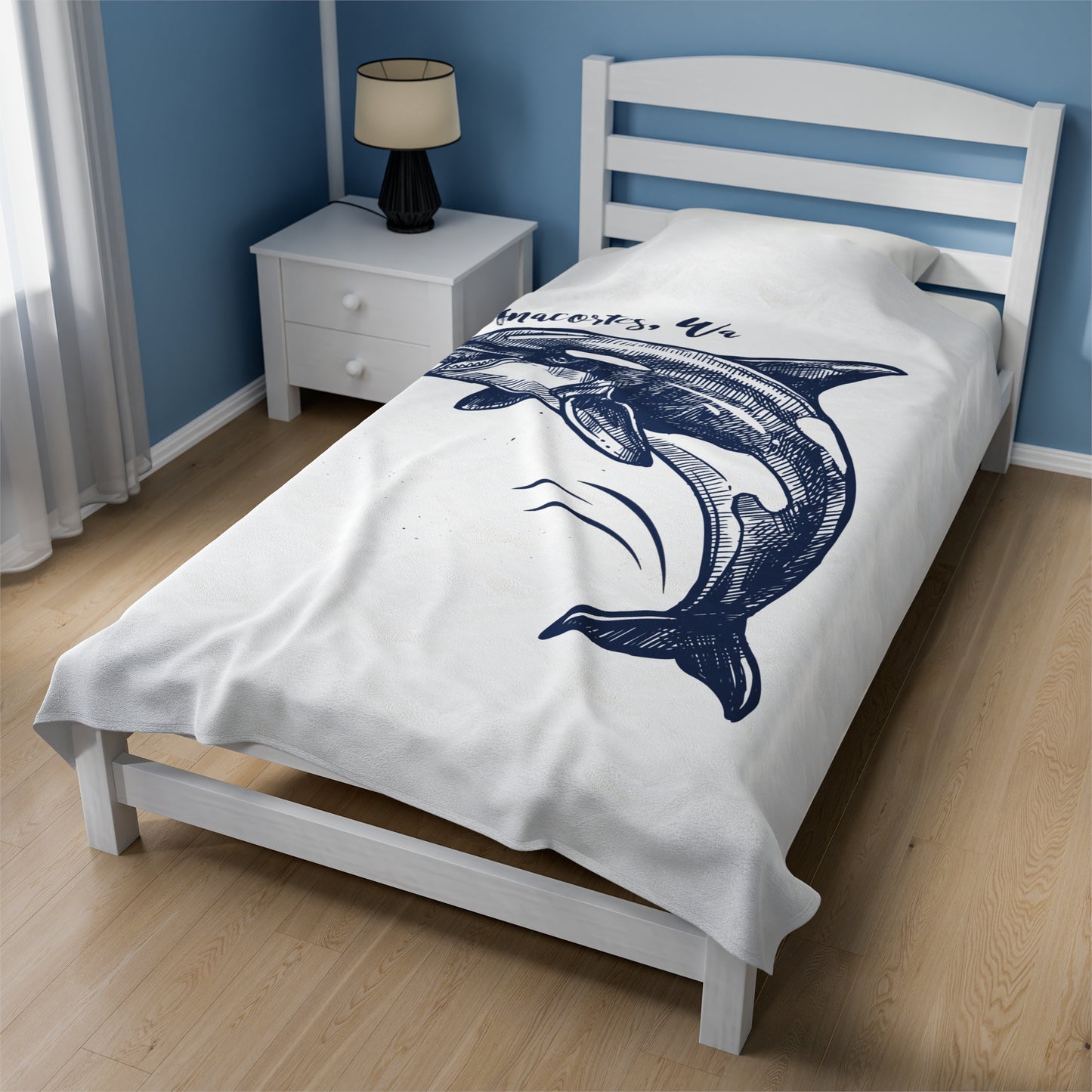 Anacortes Orca Sketch Velveteen Plush Blanket