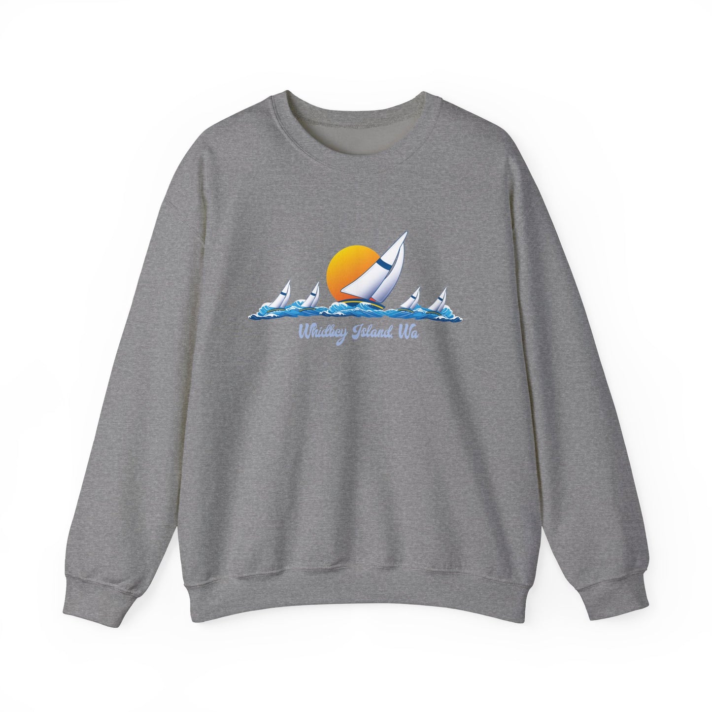 WHIDBEY ISLAND WA Sail Away Unisex Heavy Blend™ Crewneck Sweatshirt