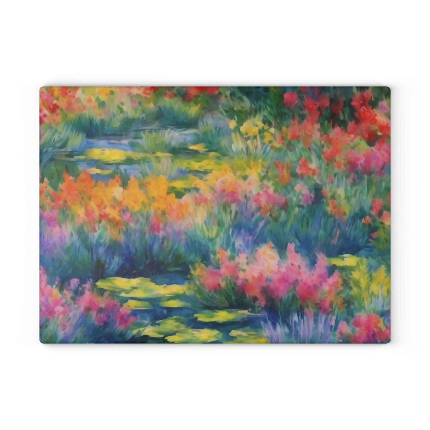 WILDFLOWER POND Glass Cutting Board