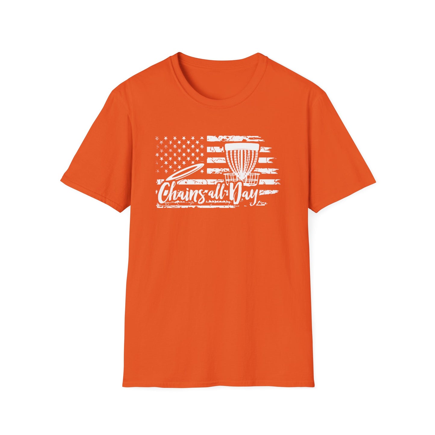 CHAINS ALL DAY - USA FLAG - DISC GOLF Unisex Softstyle T-Shirt