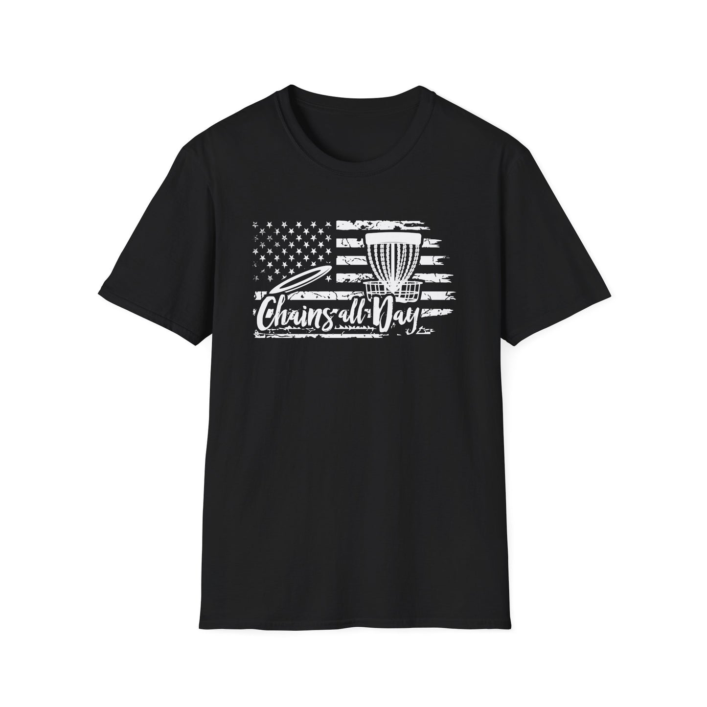 CHAINS ALL DAY - USA FLAG - DISC GOLF Unisex Softstyle T-Shirt