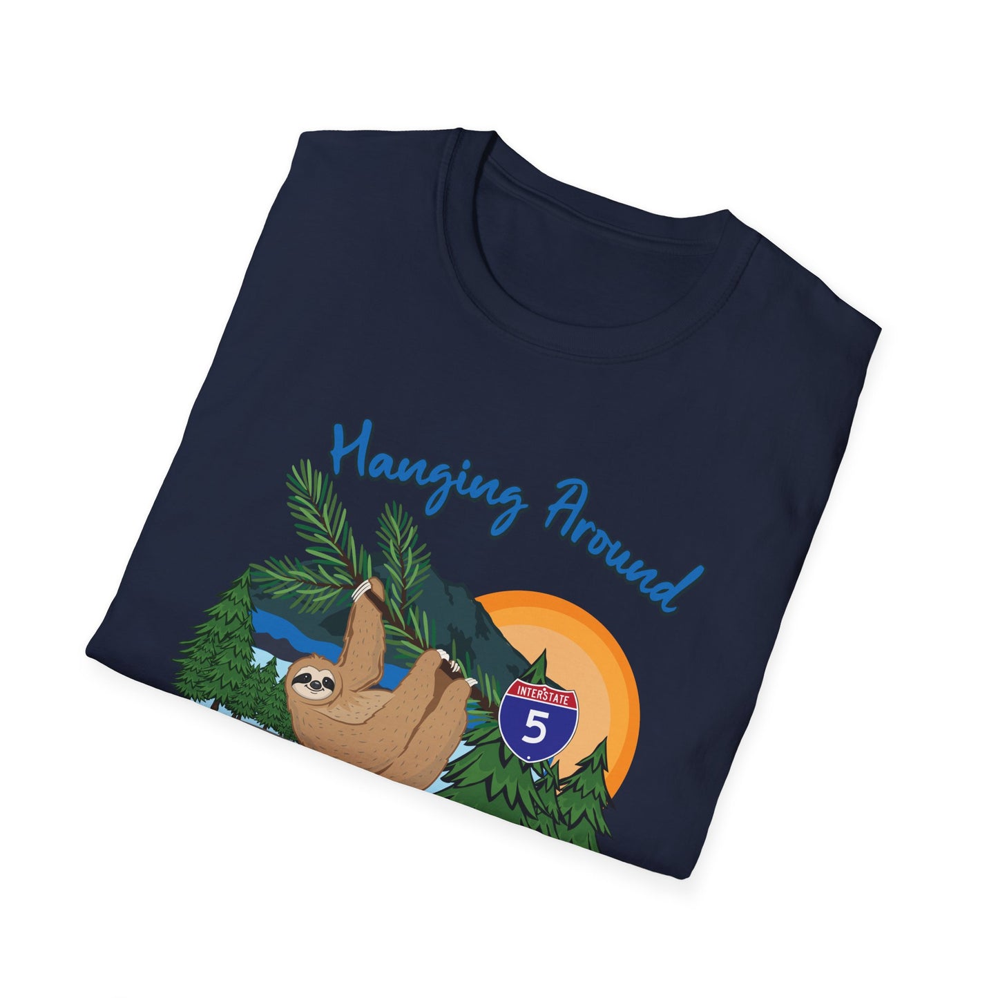 BELLINGHAM WA SLOTH - HANGING AROUND Unisex Softstyle T-Shirt