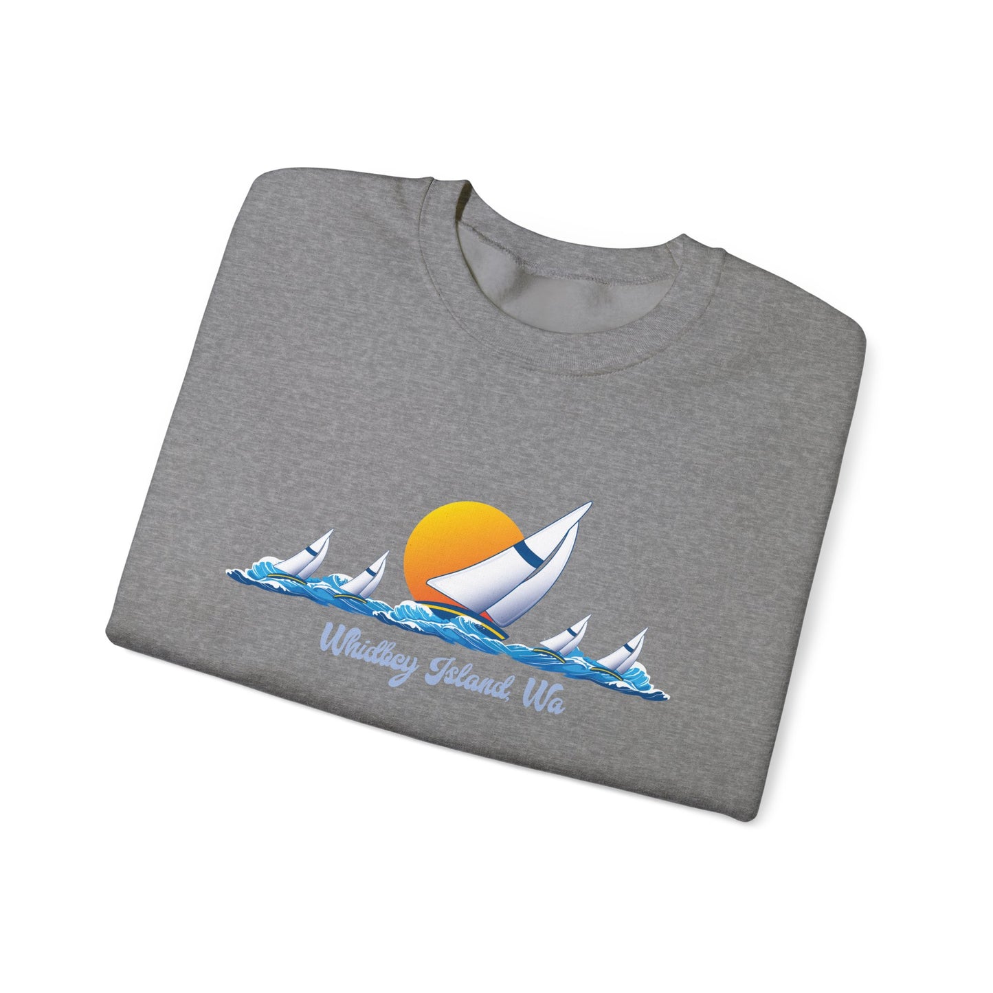 WHIDBEY ISLAND WA Sail Away Unisex Heavy Blend™ Crewneck Sweatshirt