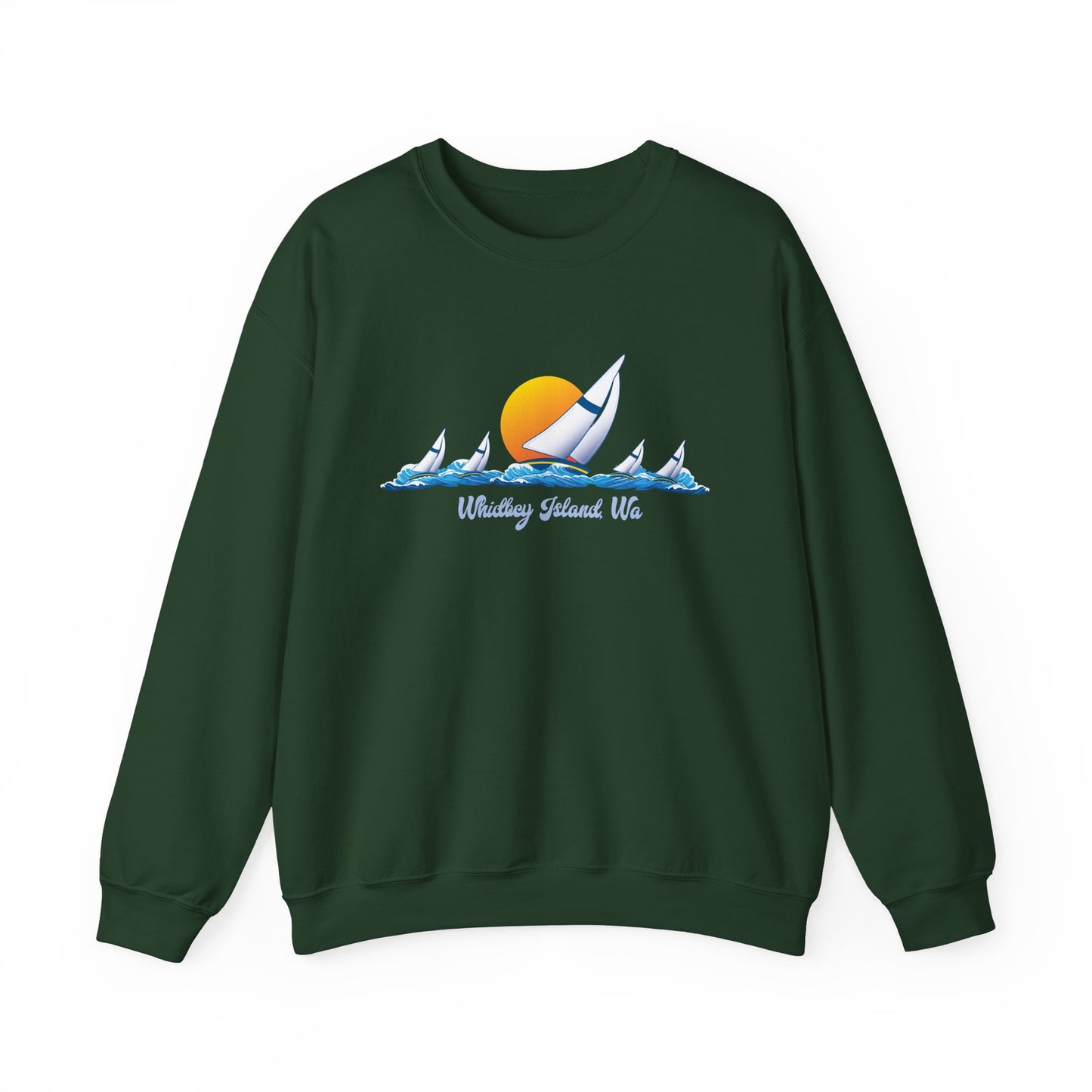 WHIDBEY ISLAND WA Sail Away Unisex Heavy Blend™ Crewneck Sweatshirt