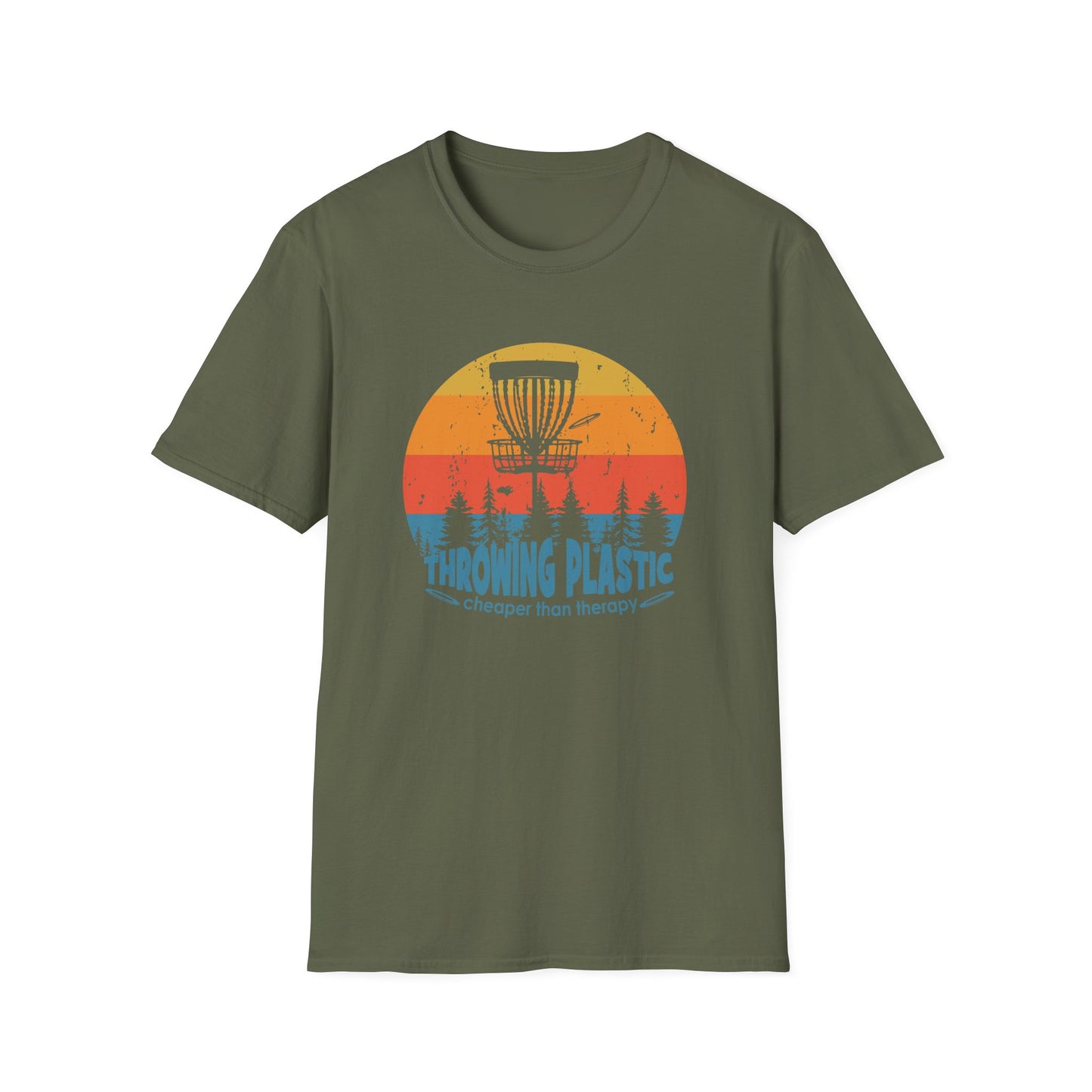 THROWING PLASTIC, CHEAPER THAN THERAPY Unisex Softstyle T-Shirt