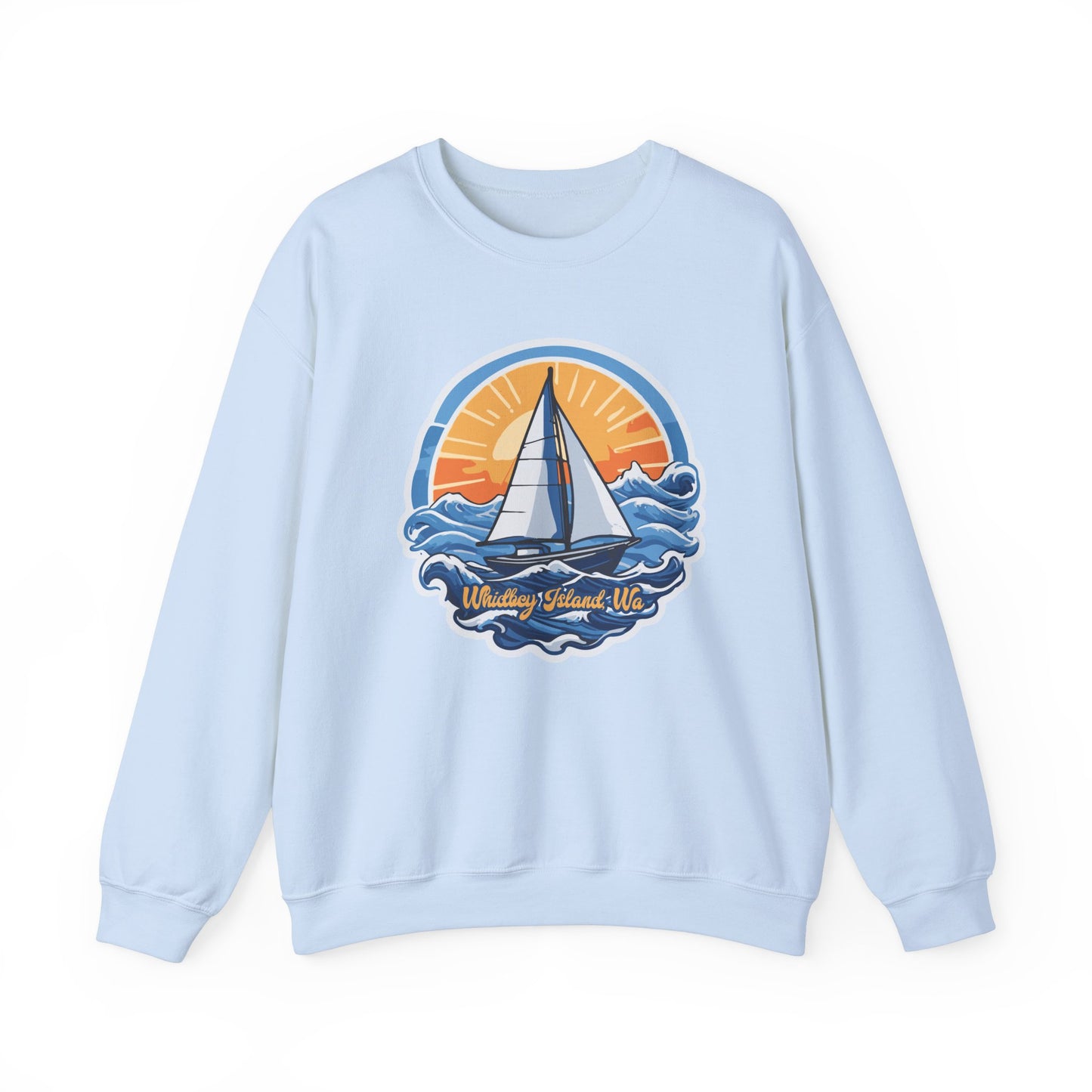 WHIDBEY ISLAND WA Sunny Sailing Unisex Heavy Blend™ Crewneck Sweatshirt