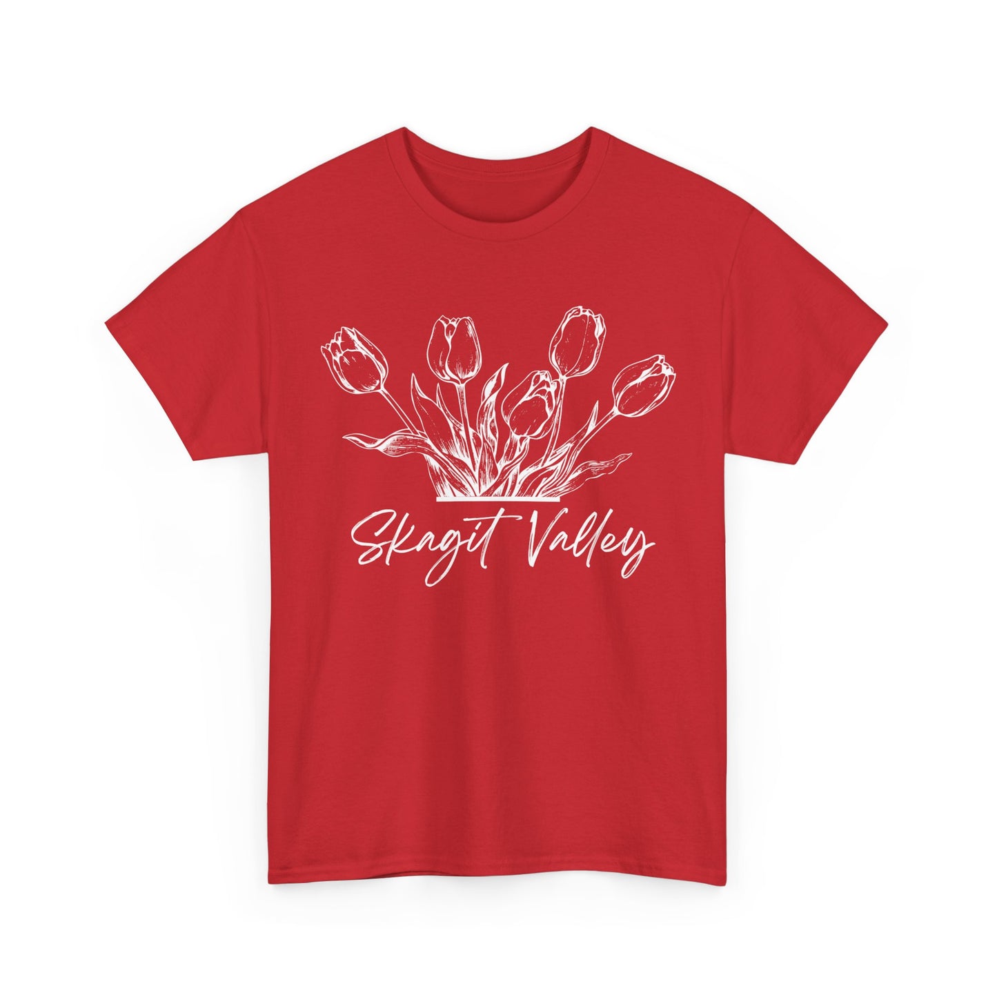 SKAGIT VALLEY - LINE ART TULIPS - Unisex Heavy Cotton Tee
