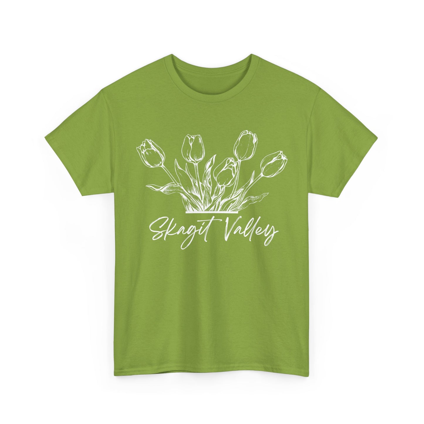 SKAGIT VALLEY - LINE ART TULIPS - Unisex Heavy Cotton Tee