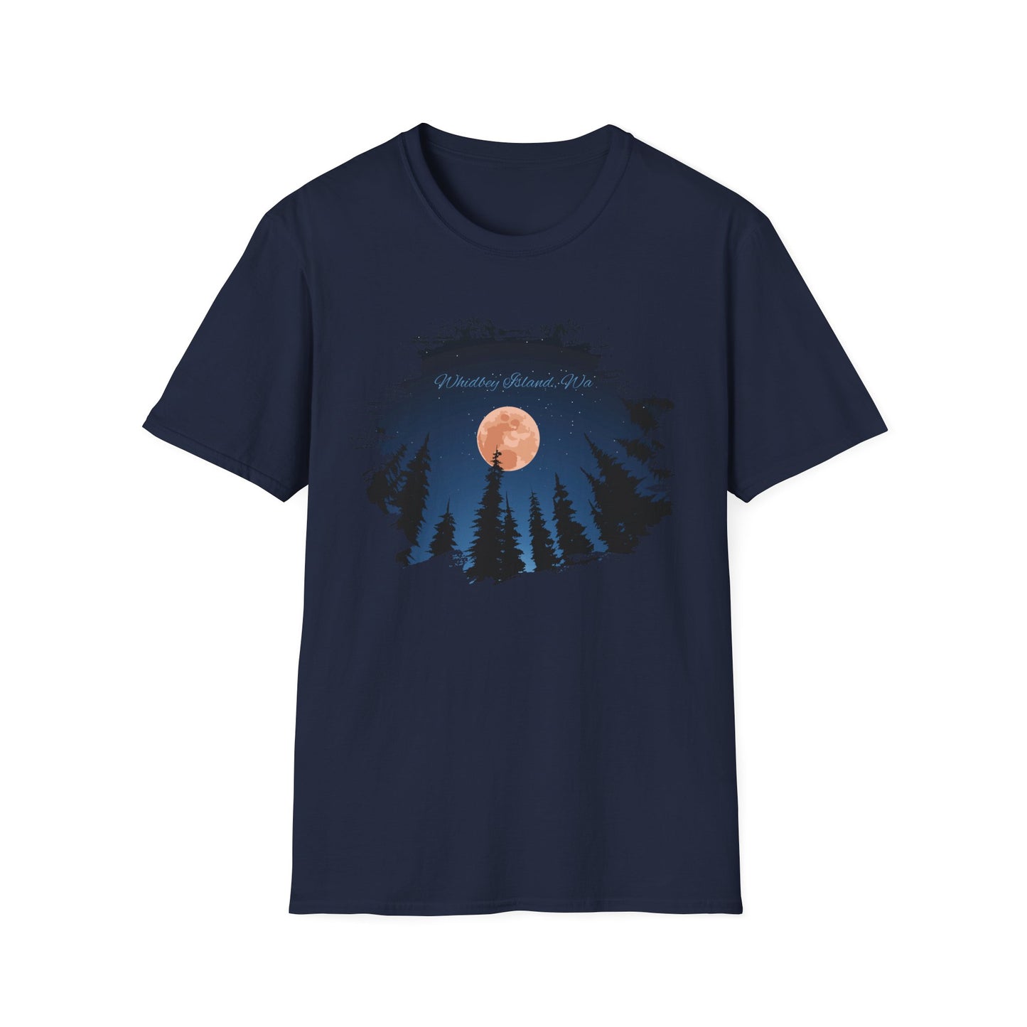 Whidbey Island Moon Night Unisex Softstyle T-Shirt