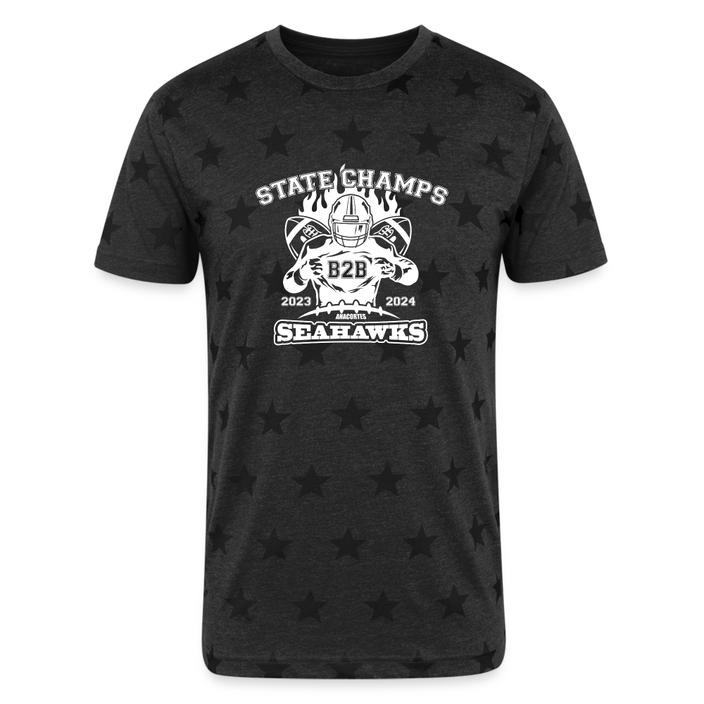 ANACORTES SEAHAWKS STATE CHAMP Unisex Adult Star Printed T-Shirt - charcoal star