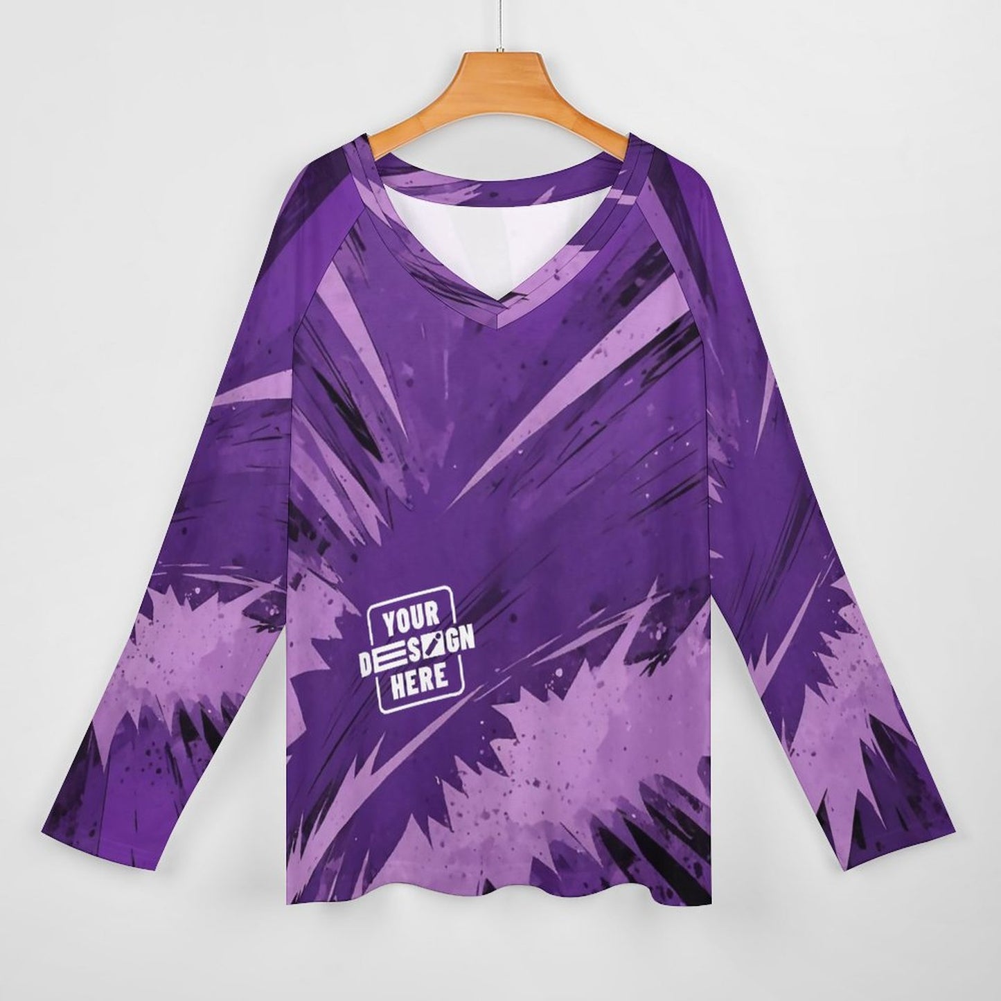 V-neck Loose Long Sleeve T-shirt