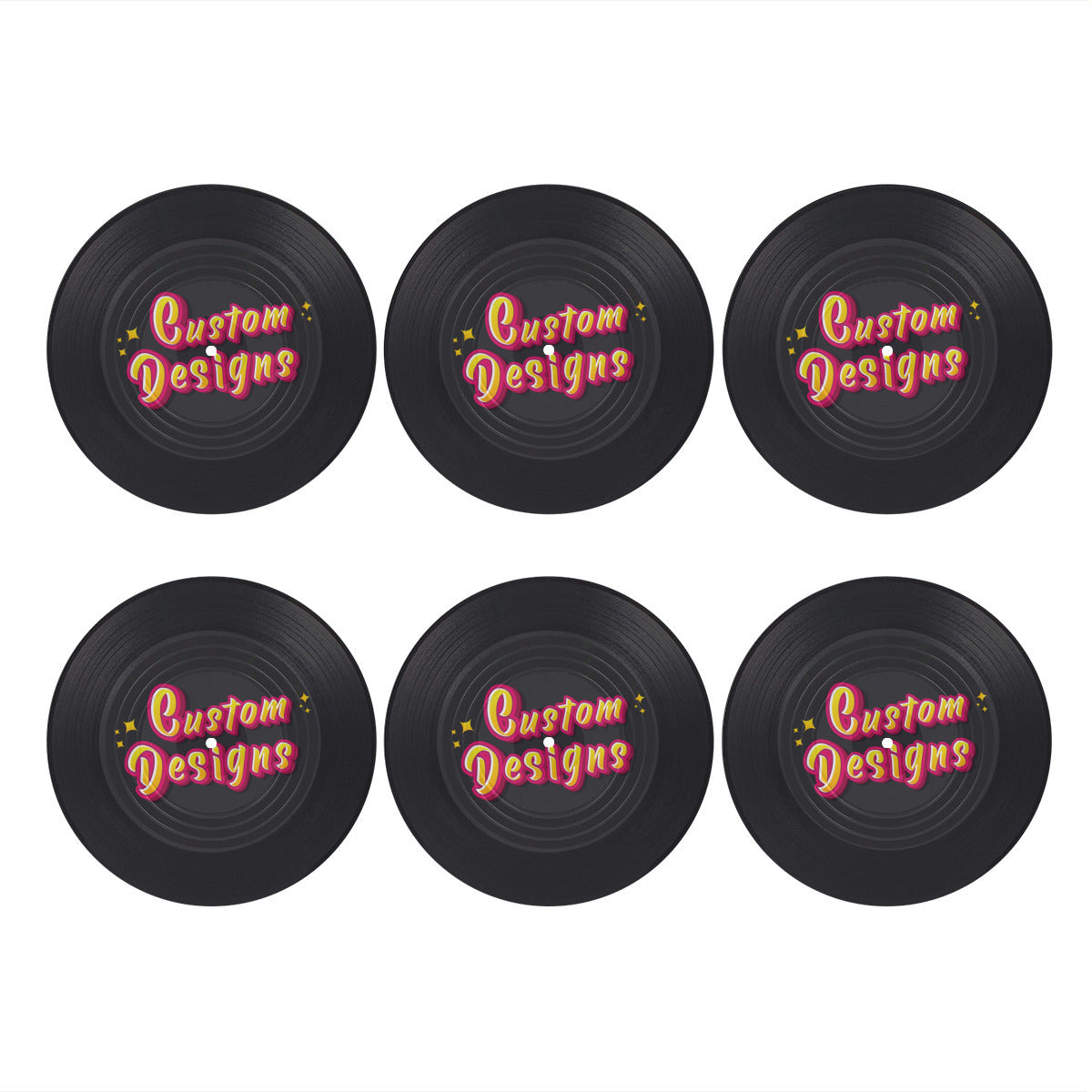 Record Coaster (6 Pieces For Inner Ring Printing)|Plastic
