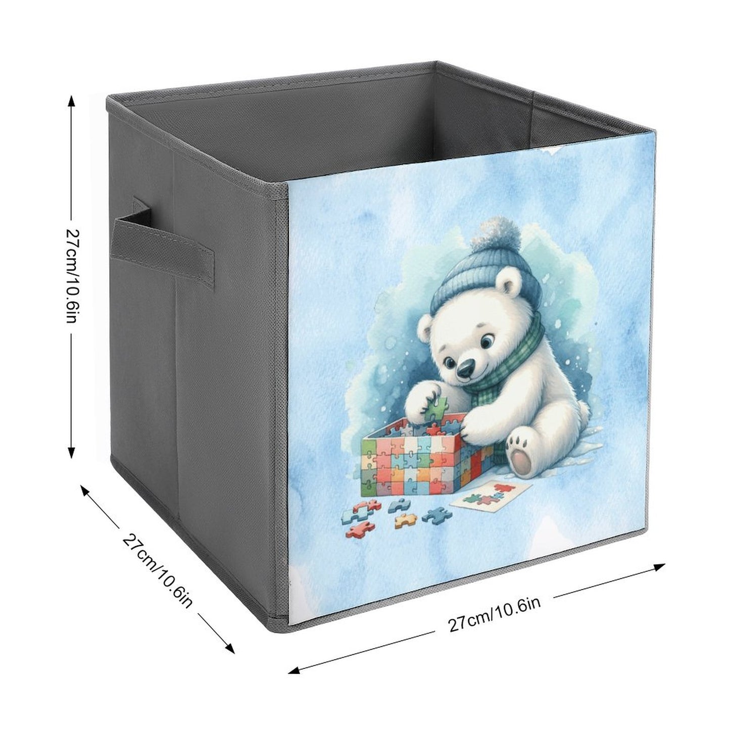 Winter Baby Bear Folding Storage Bin