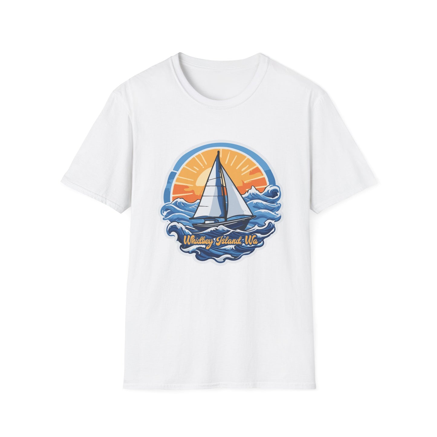 WHIDBEY ISLAND WA Sunny Sailing Unisex Softstyle T-Shirt