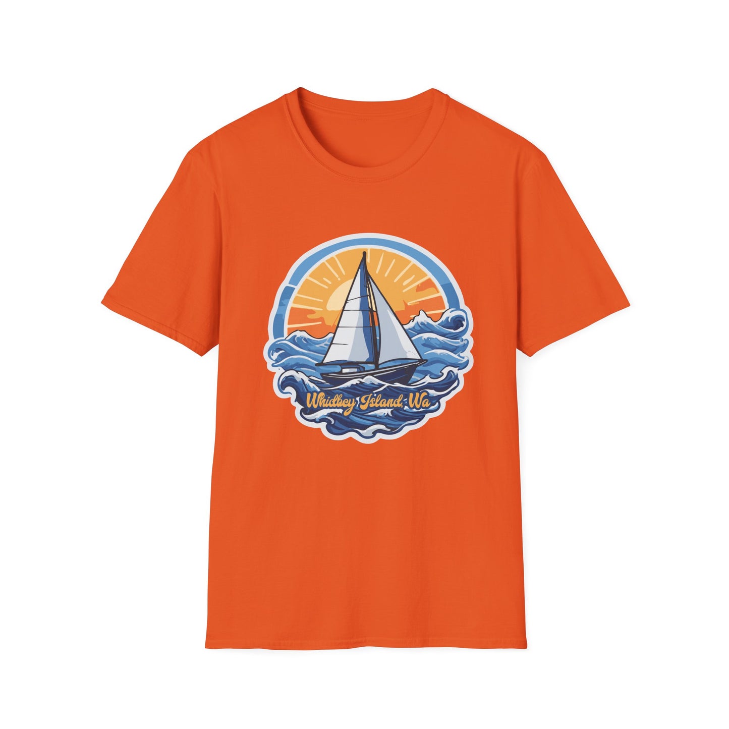 WHIDBEY ISLAND WA Sunny Sailing Unisex Softstyle T-Shirt