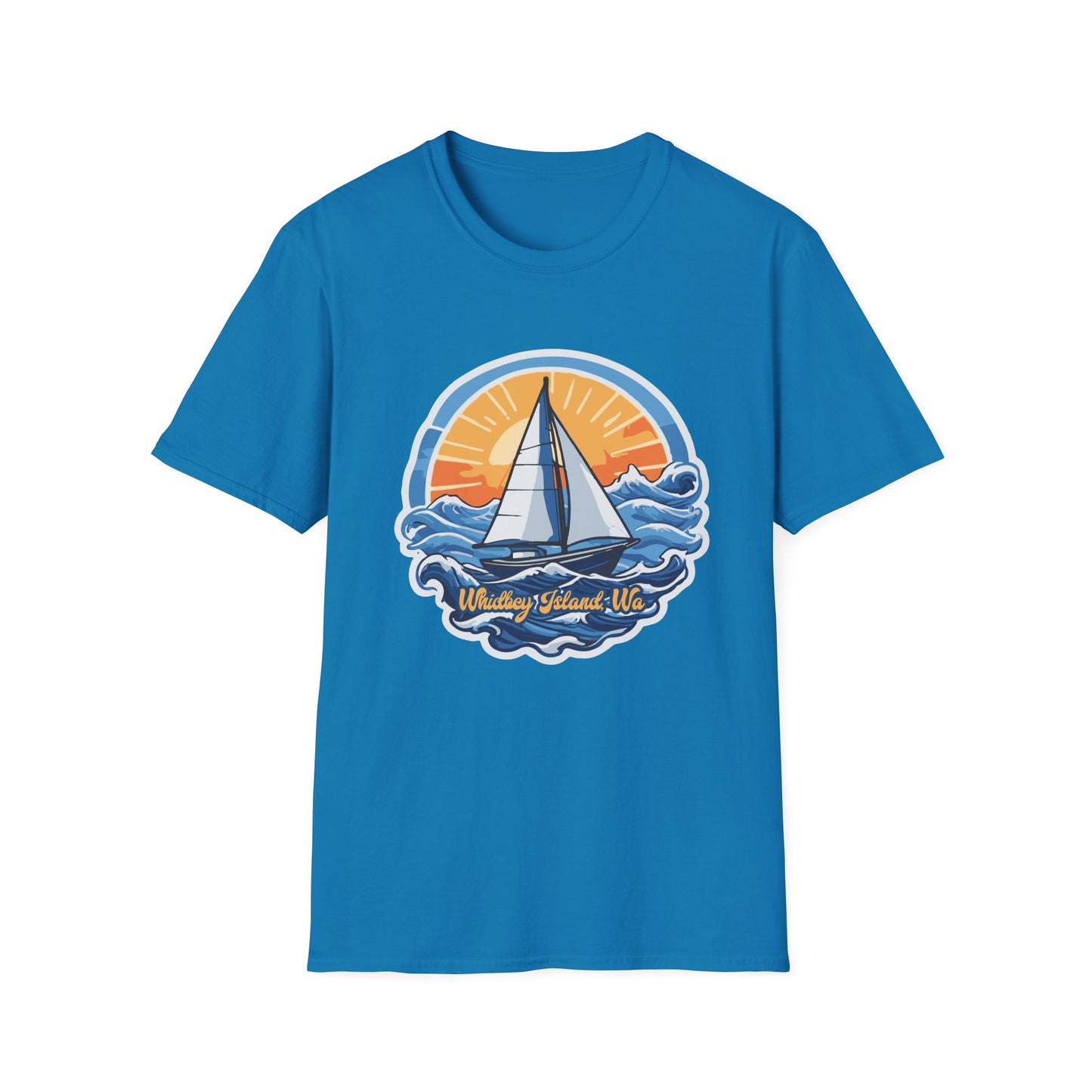 WHIDBEY ISLAND WA Sunny Sailing Unisex Softstyle T-Shirt