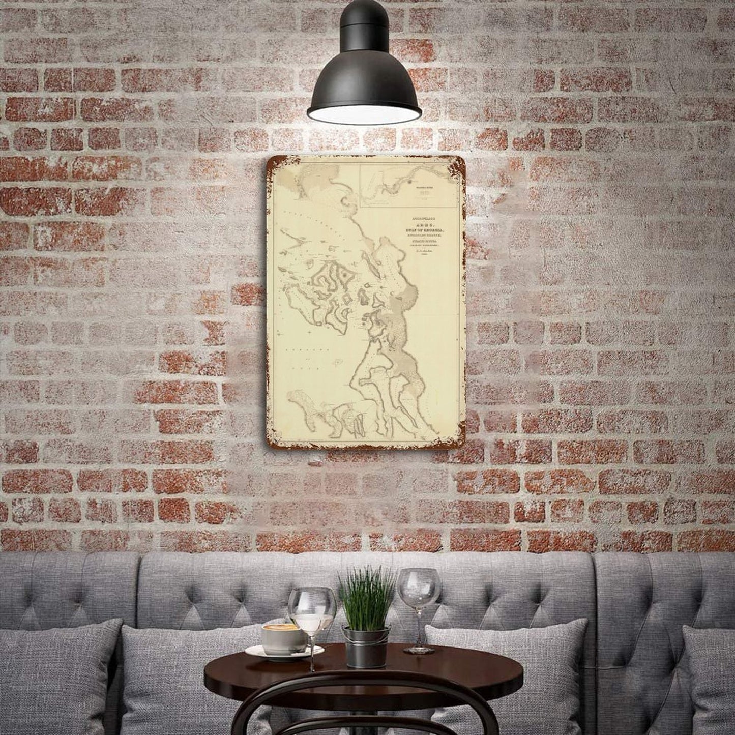 ANACORTES MAP Rusted Vintage Metal Sign