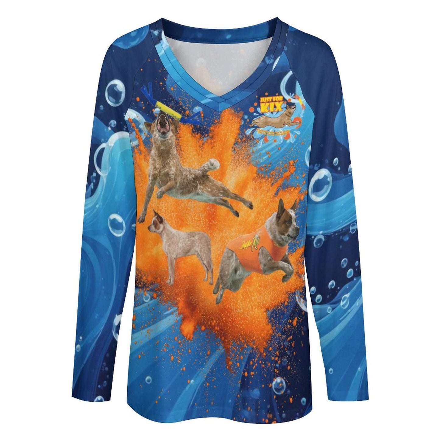 V-neck Loose Long Sleeve T-shirt TLREV2 (All-Over Printing)