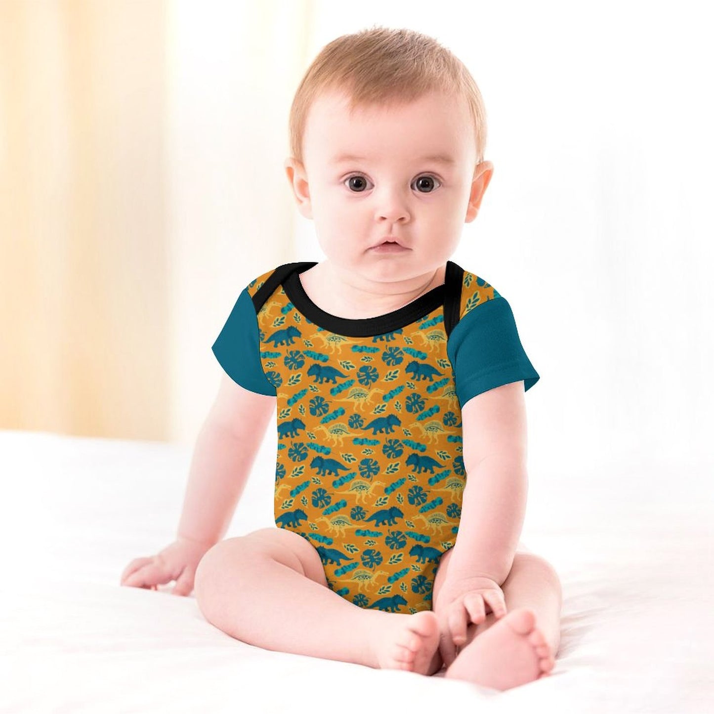 220gsm Faux Cotton Short Sleeve Baby Romper 349P (All-over Printing)