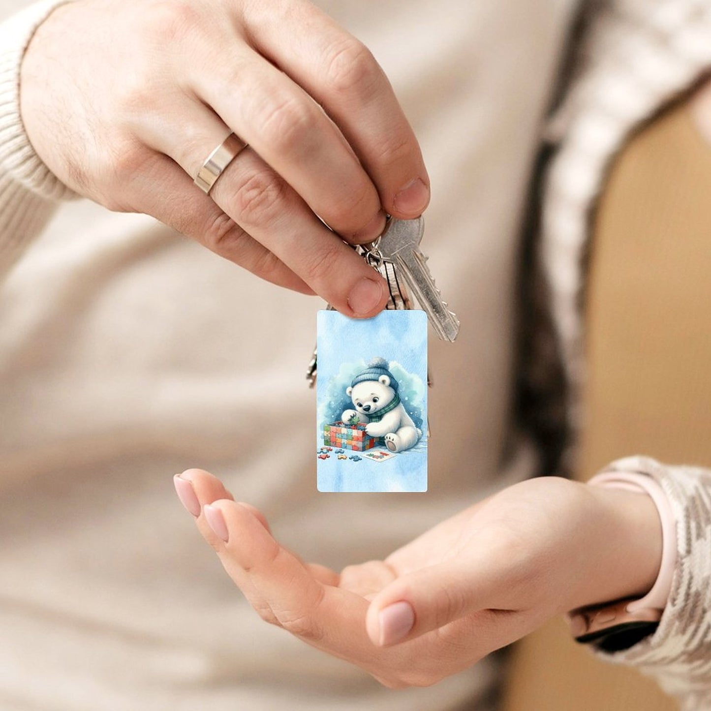 Winter Baby Bear Acrylic Keychain (Dual-sided Printing)