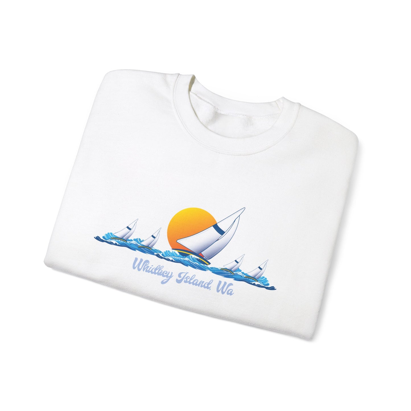 WHIDBEY ISLAND WA Sail Away Unisex Heavy Blend™ Crewneck Sweatshirt