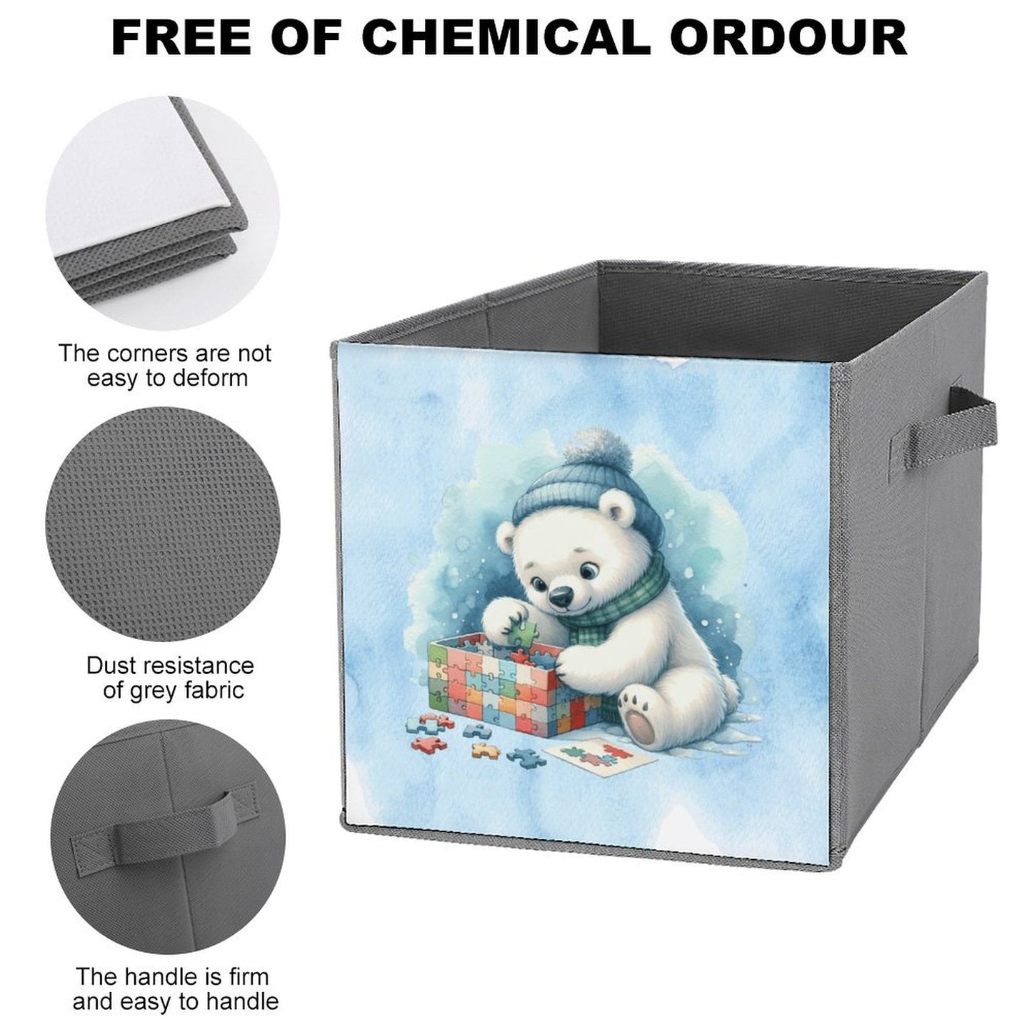 Winter Baby Bear Folding Storage Bin