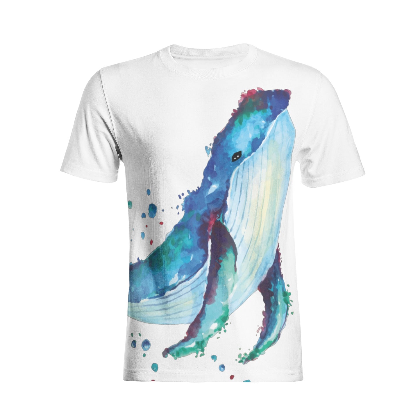 ANACORTES WATER COLOR WHALE Unisex All-Over Print Cotton T-shirts