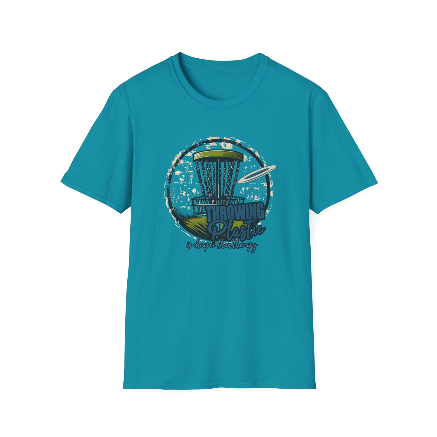 THROWING PLASTIC, IS CHEAPER THAN THERAPY Unisex Softstyle T-Shirt