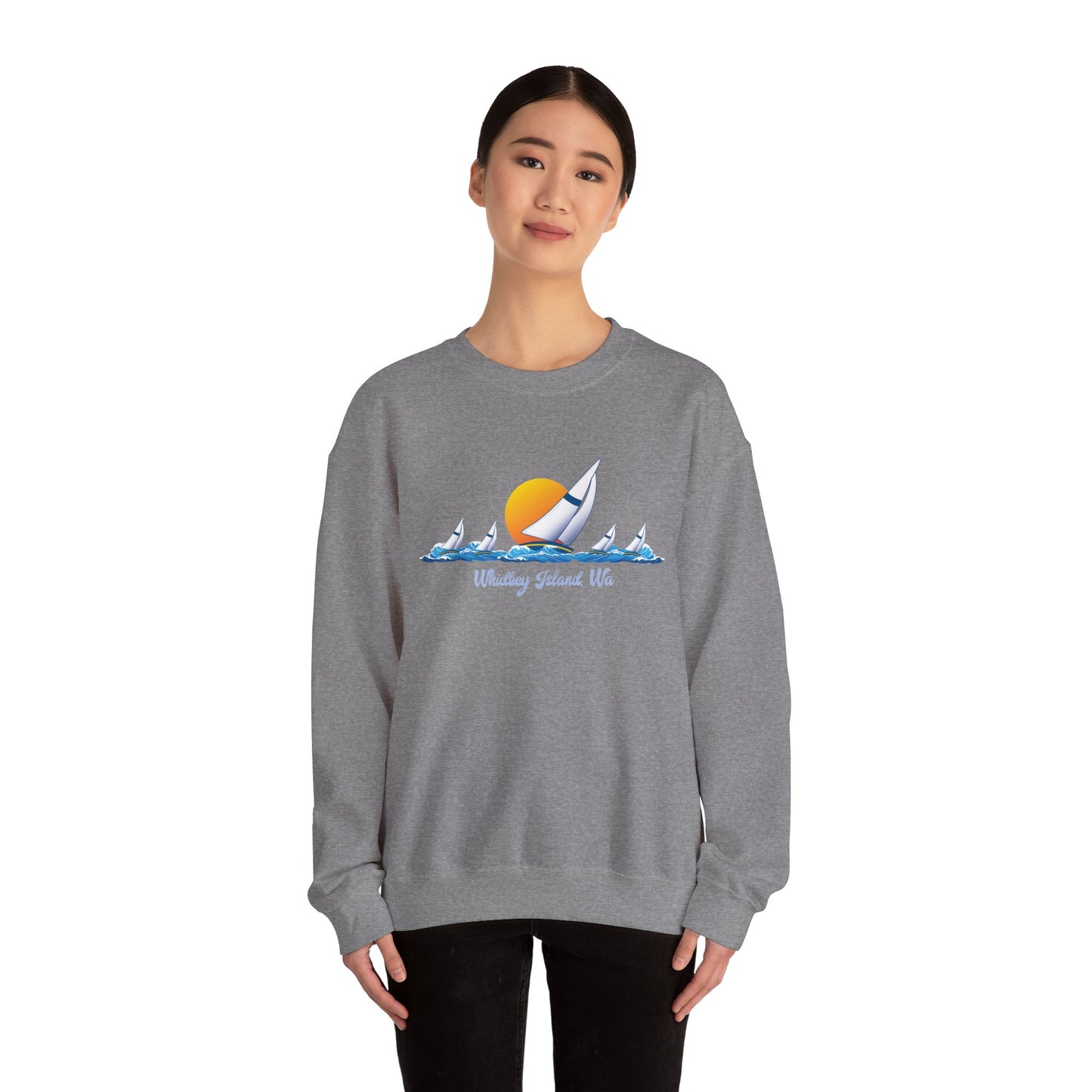 WHIDBEY ISLAND WA Sail Away Unisex Heavy Blend™ Crewneck Sweatshirt